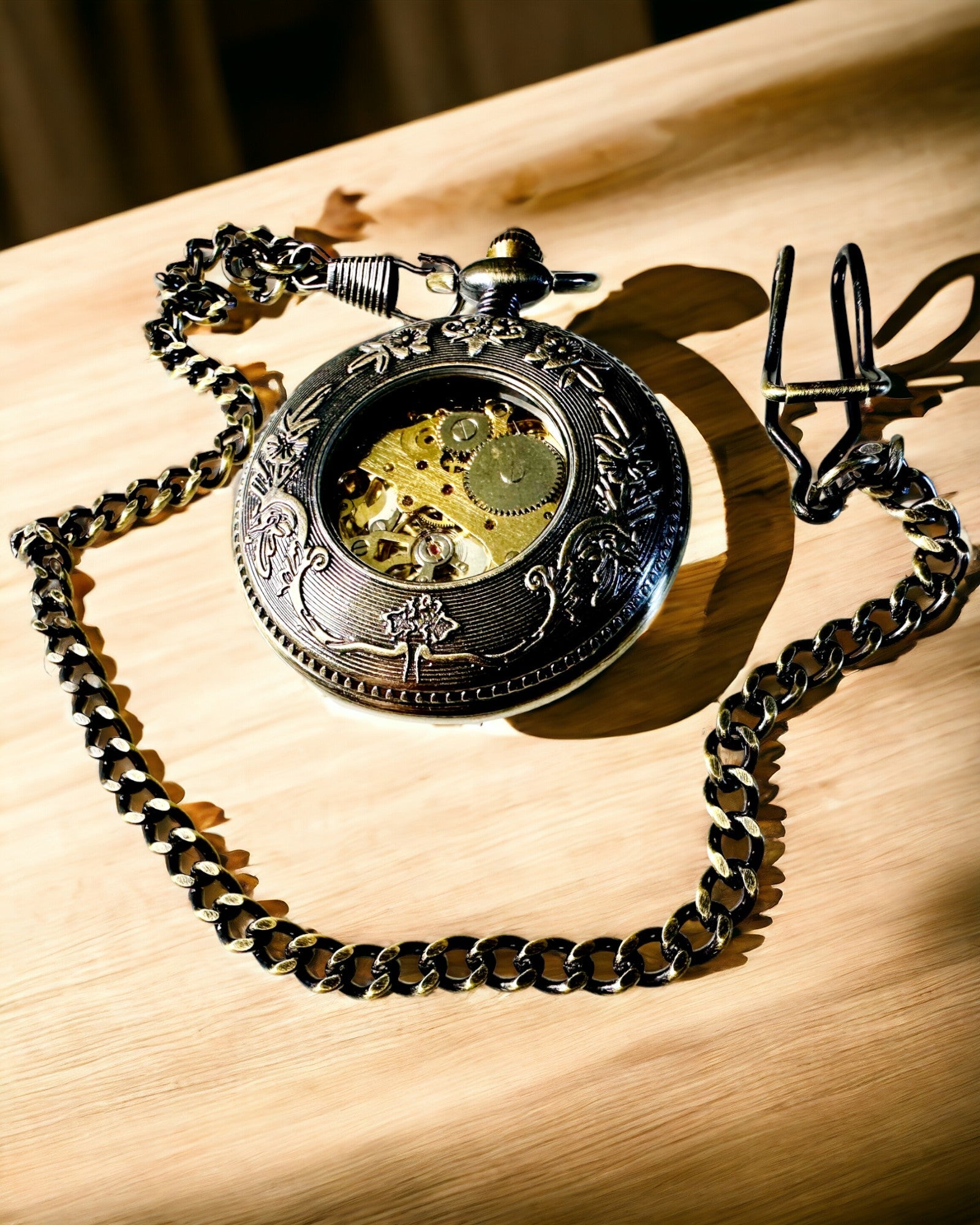 Vintage Style Pocket Watch with Visible Mechanical Movement - Personalized Engraving Option for Gifts & Collectibles | Perfect for Weddings, Anniversaries & Special Occasions