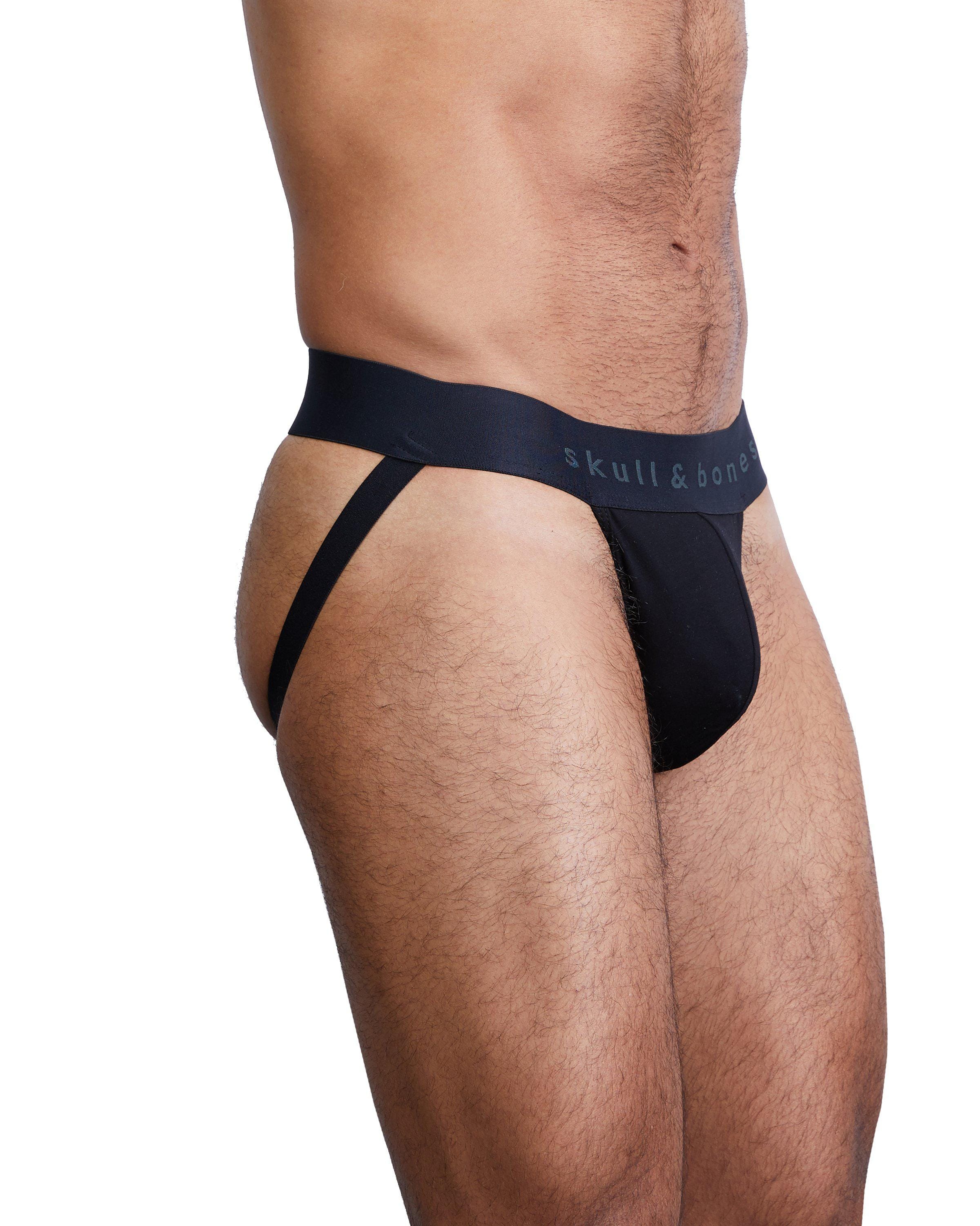 Just the Bones Jock Black - Premium Men's Athletic Support Underwear for Sports & Workout | Comfortable & Breathable for Running, Gym & Active Lifestyle