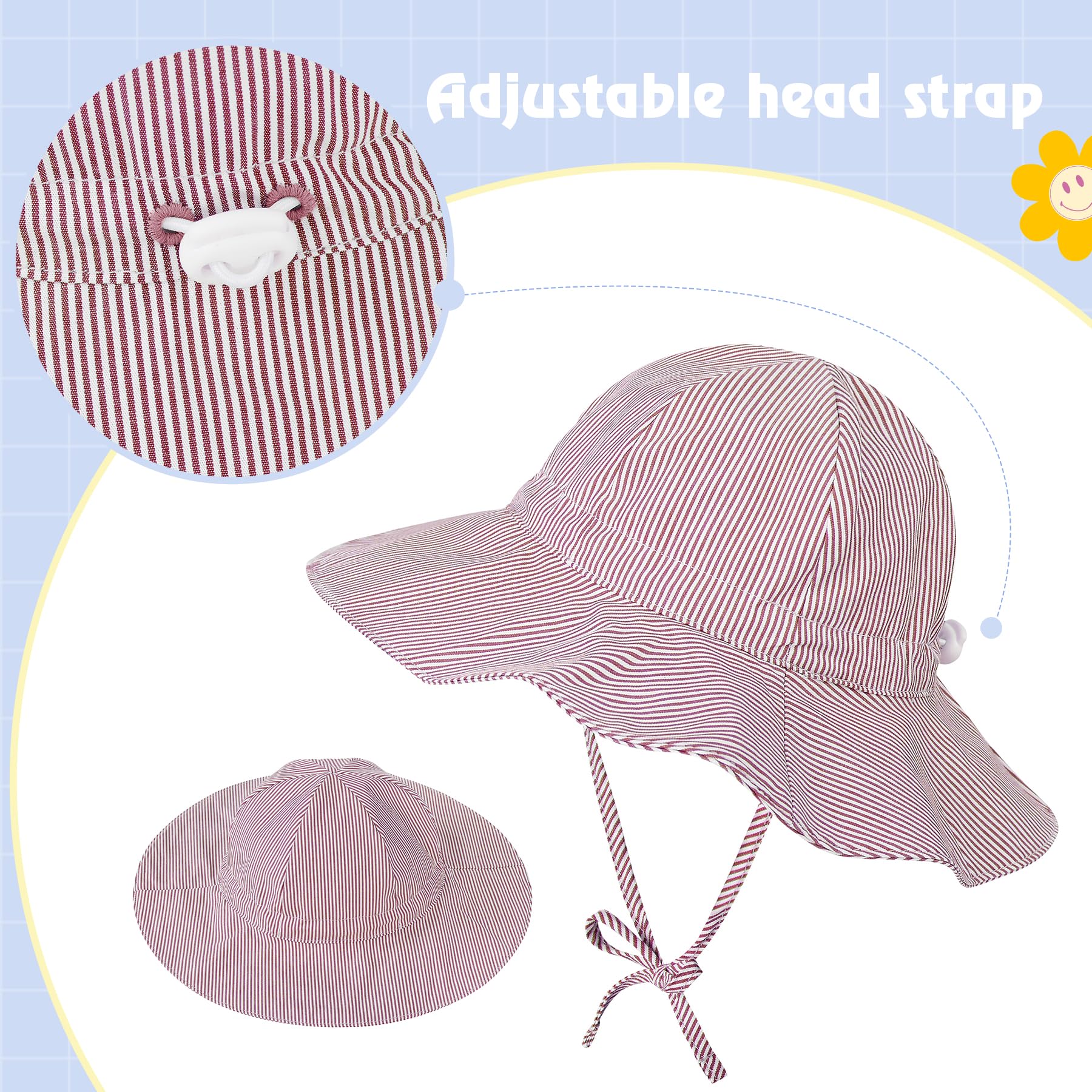 Zando UPF 50+ Baby Sun Hat - Wide Brim Toddler Bucket Hat for Boys & Girls 0-4T - UV Protection Infant Beach Hat for Outdoor Play, Park, and Summer Activities