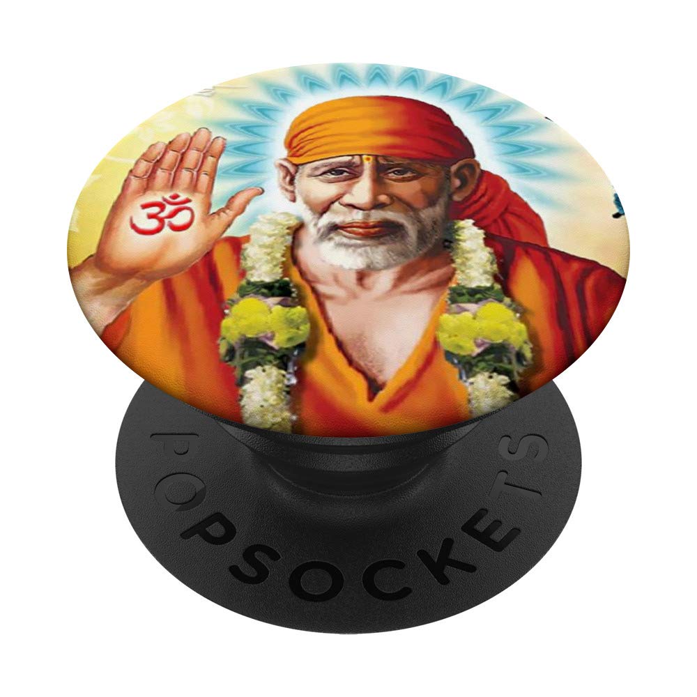 Om Sai Ram Sai Baba Shirdi Sai PopSockets PopGrip - Swappable Phone & Tablet Grip for Devotees | Perfect for Prayer, Meditation & Daily Use