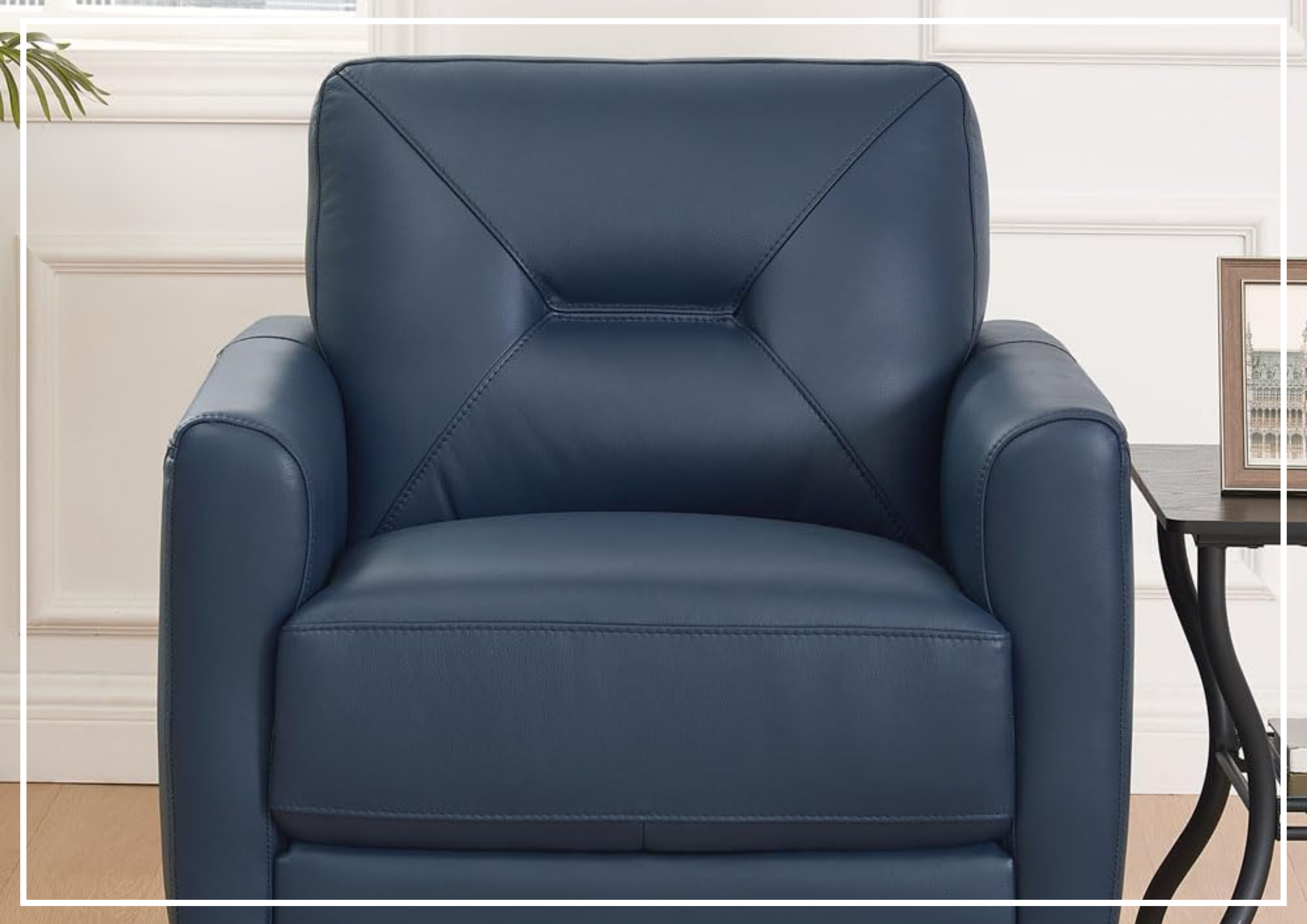 Premium Hydeline Mavis Stationary Armchair - Top Grain Leather Office Chair for Executive Desk, Home Study & Conference Room - Ergonomic Support & Luxurious Comfort