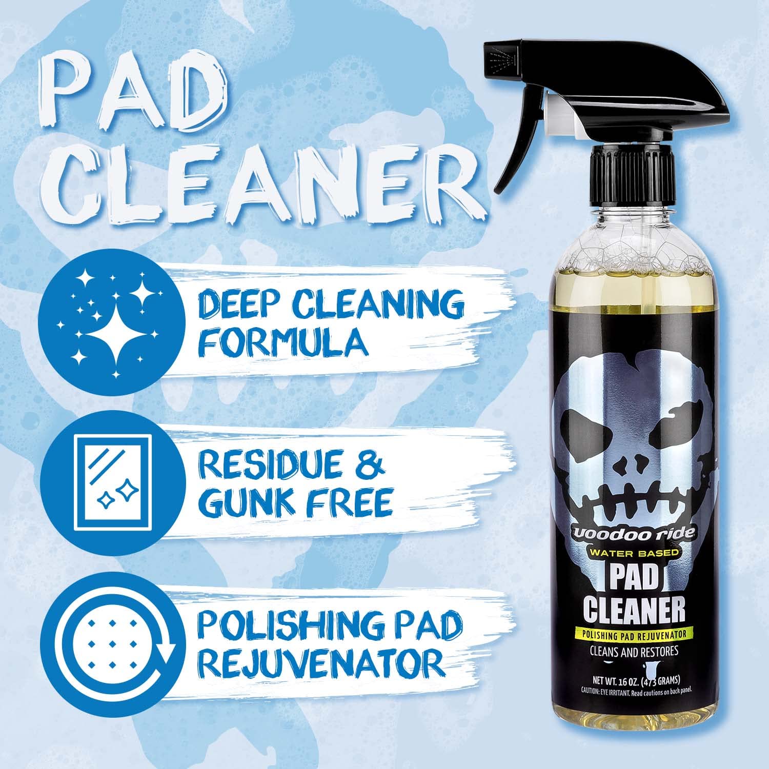 Voodoo Ride VR-1012 Water-Based Pad Cleaner - 16oz Professional Polishing & Buffing Pad Cleaner for Car Detailing, Auto Body Shops & DIY Enthusiasts