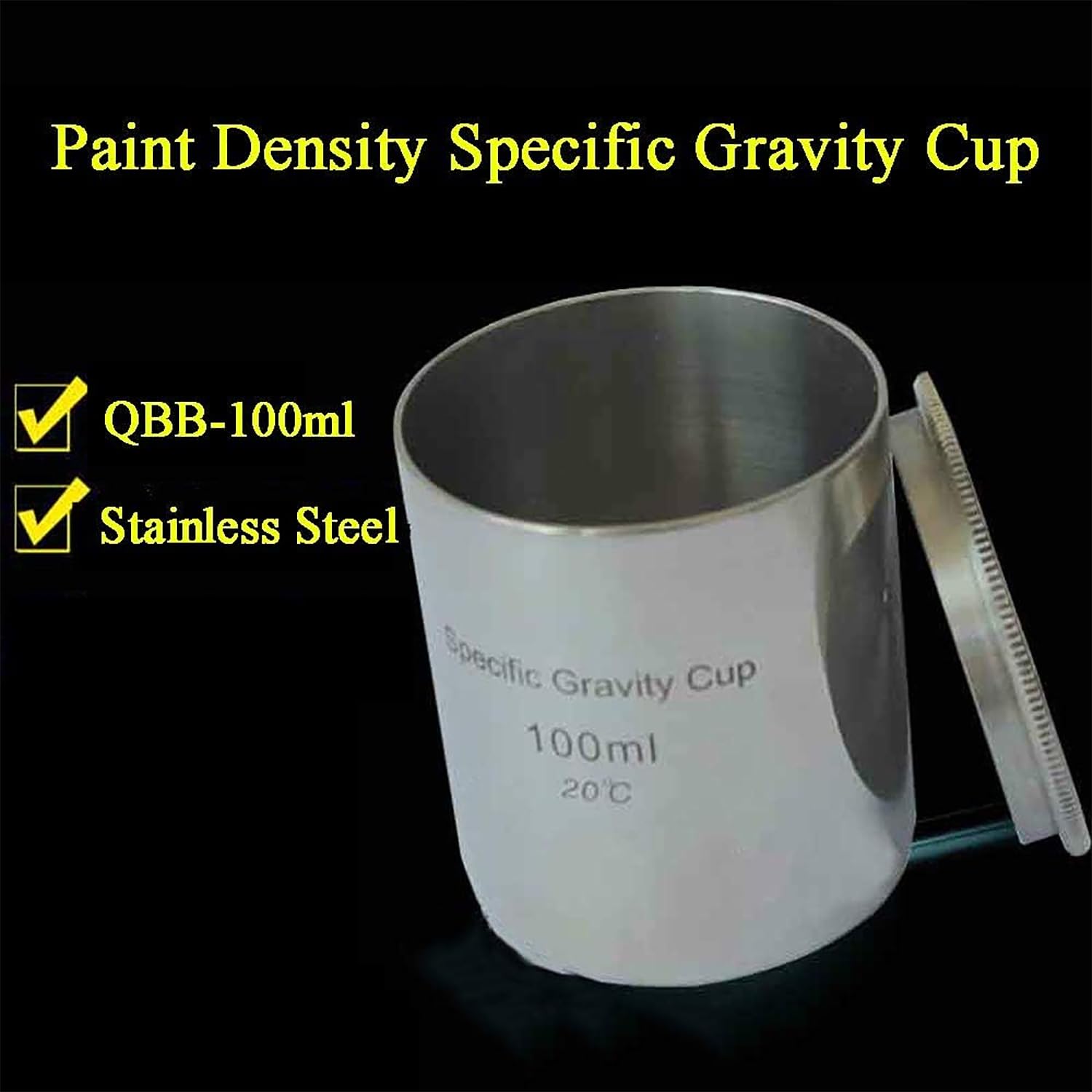 High Precision Density Specific Gravity Cup 37ml/50ml/100ml - Paint & Liquid Density Tester for Coatings, Oils, Chemicals - Essential Lab Tool for Quality Control & Industrial Applications