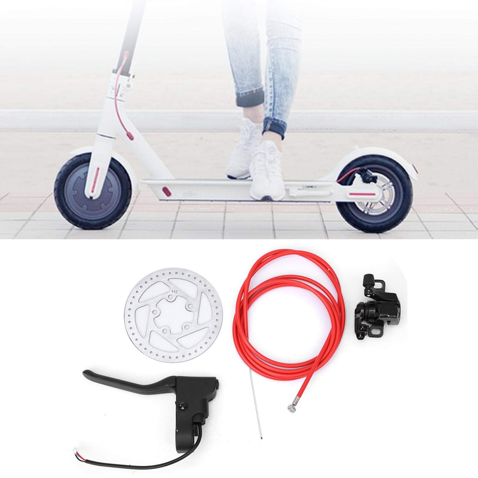 OUKENS Electric Scooter Disc Brake Kit - Metal Brake System with Handle & Cable for Xiaomi M365 - Perfect for Commuting & Urban Riding