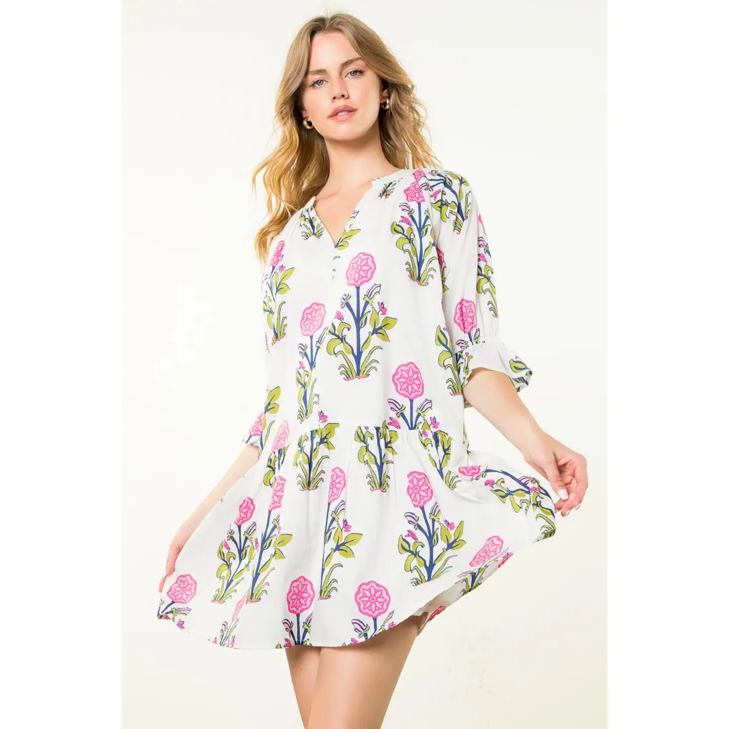 Etta Floral Dress for Women - Elegant Summer Flowy Maxi Dress with V-Neck & Ruffle Sleeves - Perfect for Beach Vacation, Wedding Guest, Party & Date Night