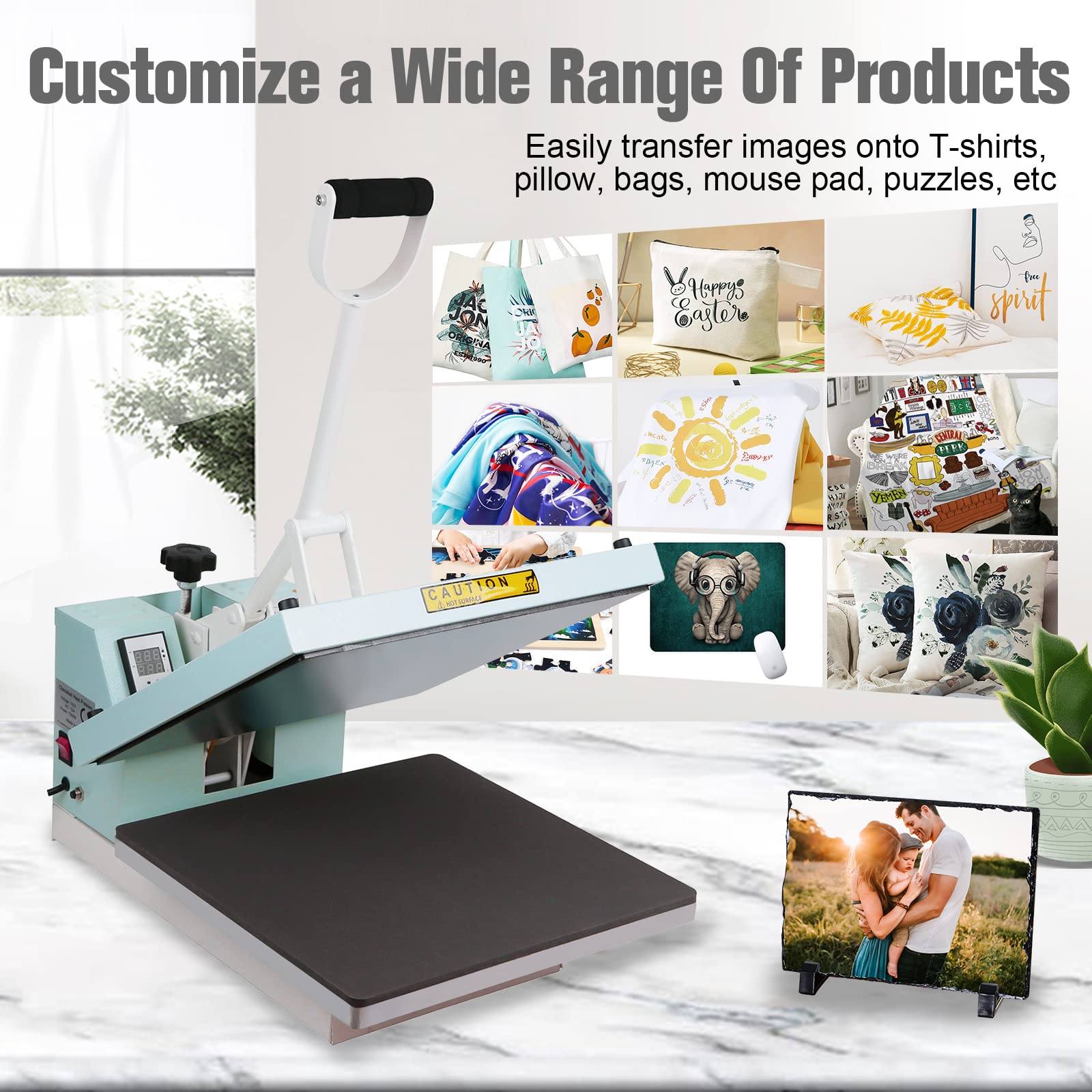 BetterSub 15x15 Inch Digital Heat Press Machine - Industrial Quality Clamshell Sublimation T-Shirt Printer for DIY Custom Apparel & Merchandise (Teal) | Perfect for T-Shirt Printing, Mugs, Hats & Home Business