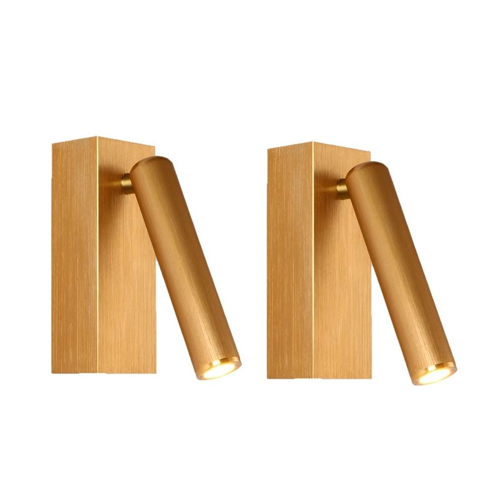 Adjustable LED Wall Sconce Light - Modern Cylinder Wall Mount Lamp with Reading Light for Bedroom & Living Room | Gold Finish | Perfect for Headboard Lighting, Reading Nook & Ambient Decor