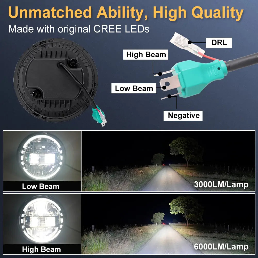7 LED King Kong Headlight + 9 Headlight Bracket + 4 Smile Fog Light Kit for Jeep Wrangler JL (2018-2023) - Off-Road Adventure & Night Driving Upgrade
