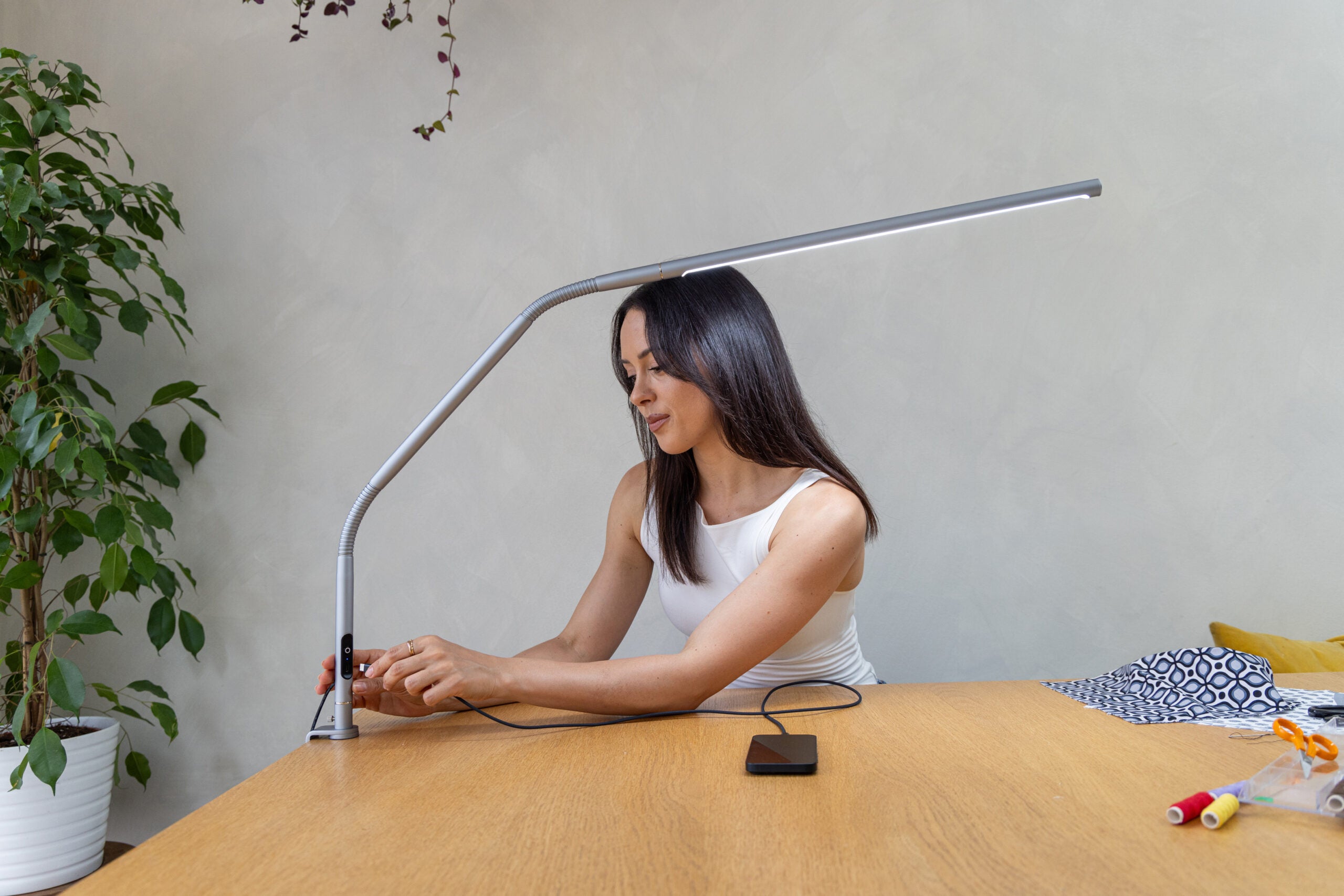 Slimline 4 Table Lamp with Daylight LED - Modern Desk Lamp for Home Office, Reading & Bedroom Lighting