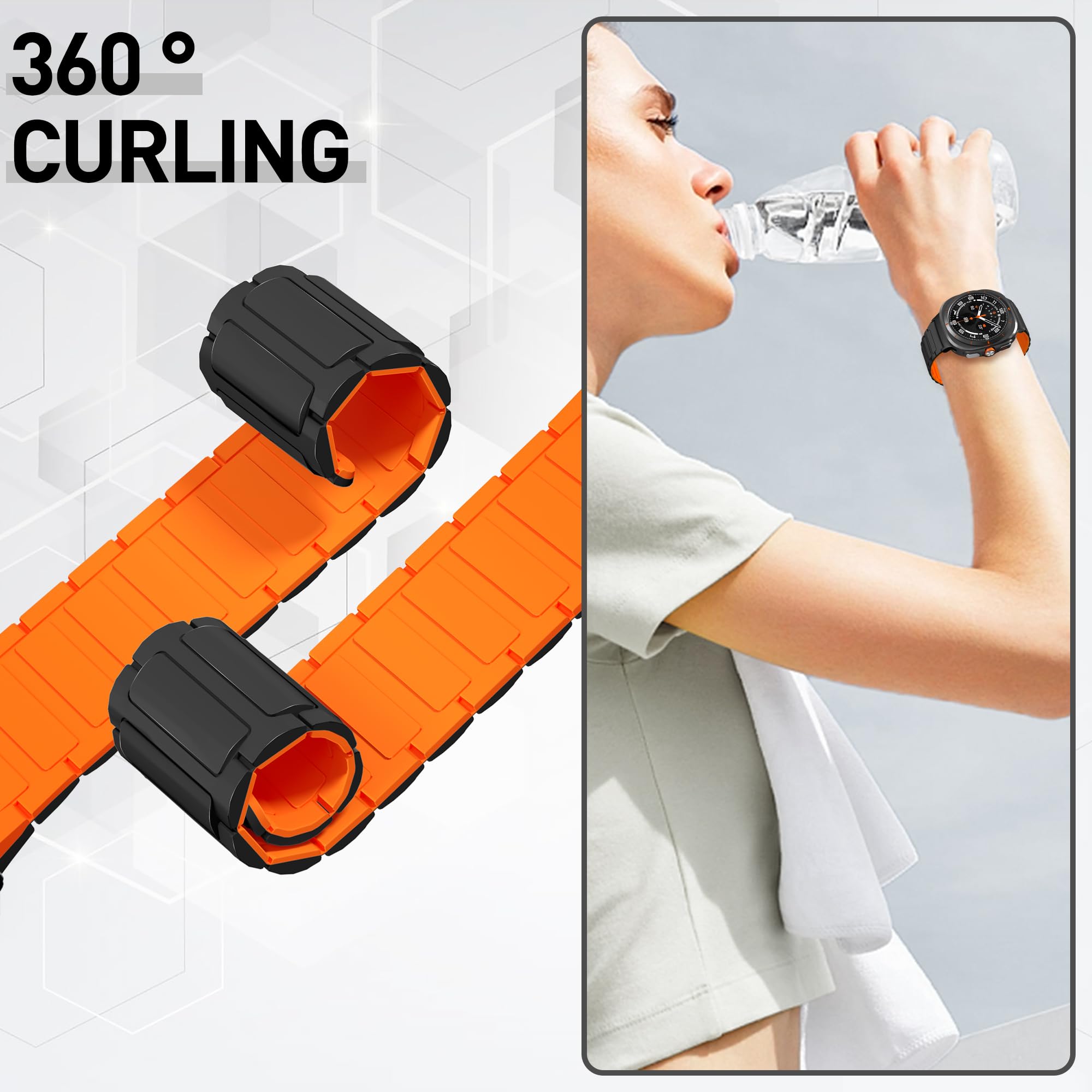 Premium Magnetic Adjustable Silicone Replacement Band for Samsung Galaxy Watch Ultra 47mm - Durable Comfortable Strap for Workout, Running & Daily Wear