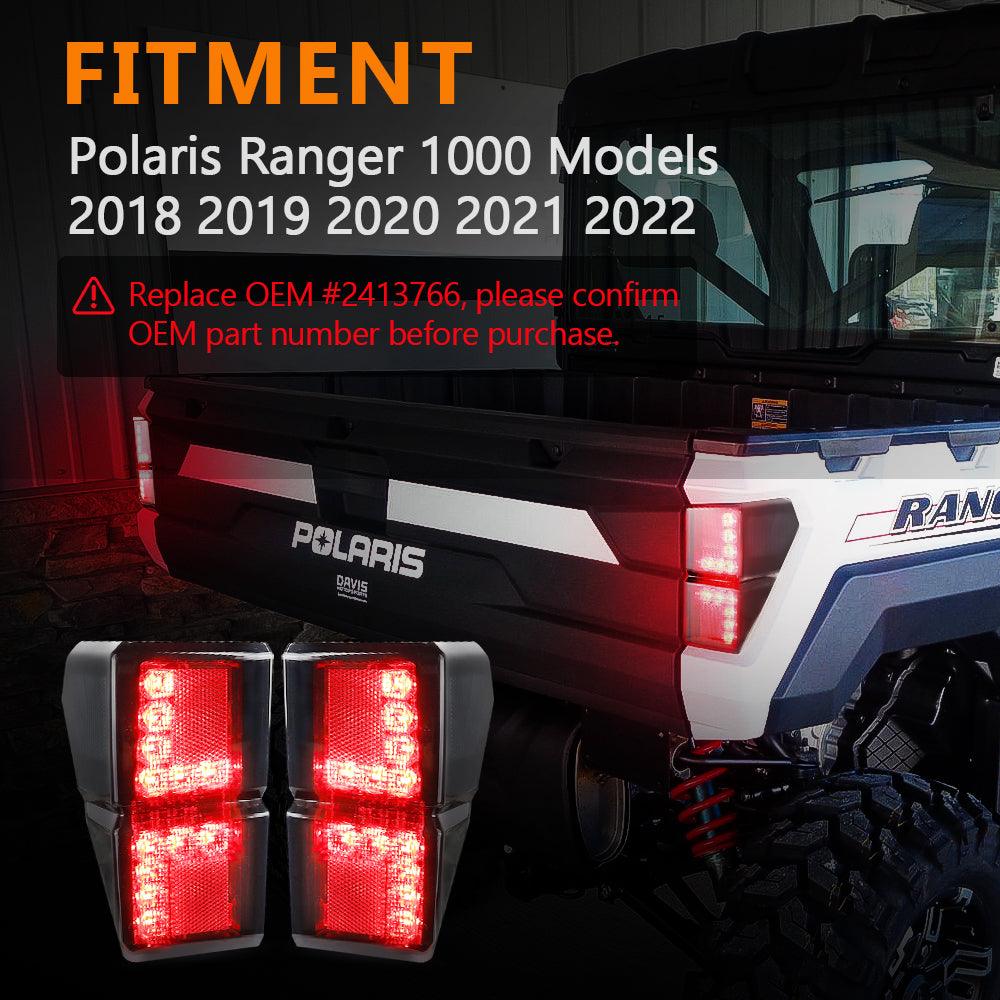 2-Pack Smoked LED Tail Lights - Rear Brake Stop Running Lamps for Polaris Ranger 1000 (2018-2022 Models) - Direct Replacement for OEM #2413766 - Perfect for Off-Roading, Night Driving & Enhanced Safety