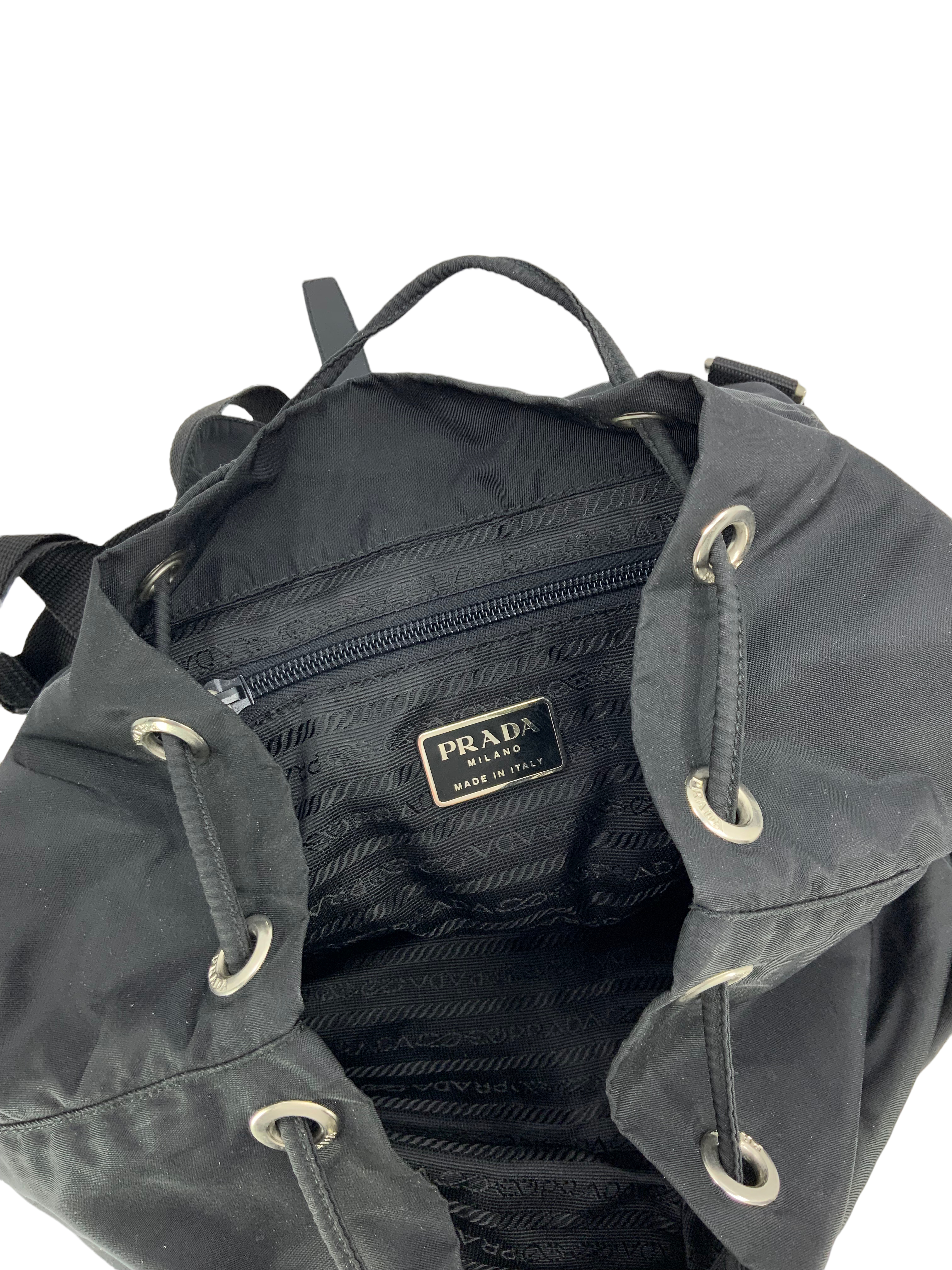 PRADA Tessuto Nylon Double Front Pocket Backpack for Women & Men - Lightweight Water-Resistant Travel Backpack for School, Work & Outdoor Adventures