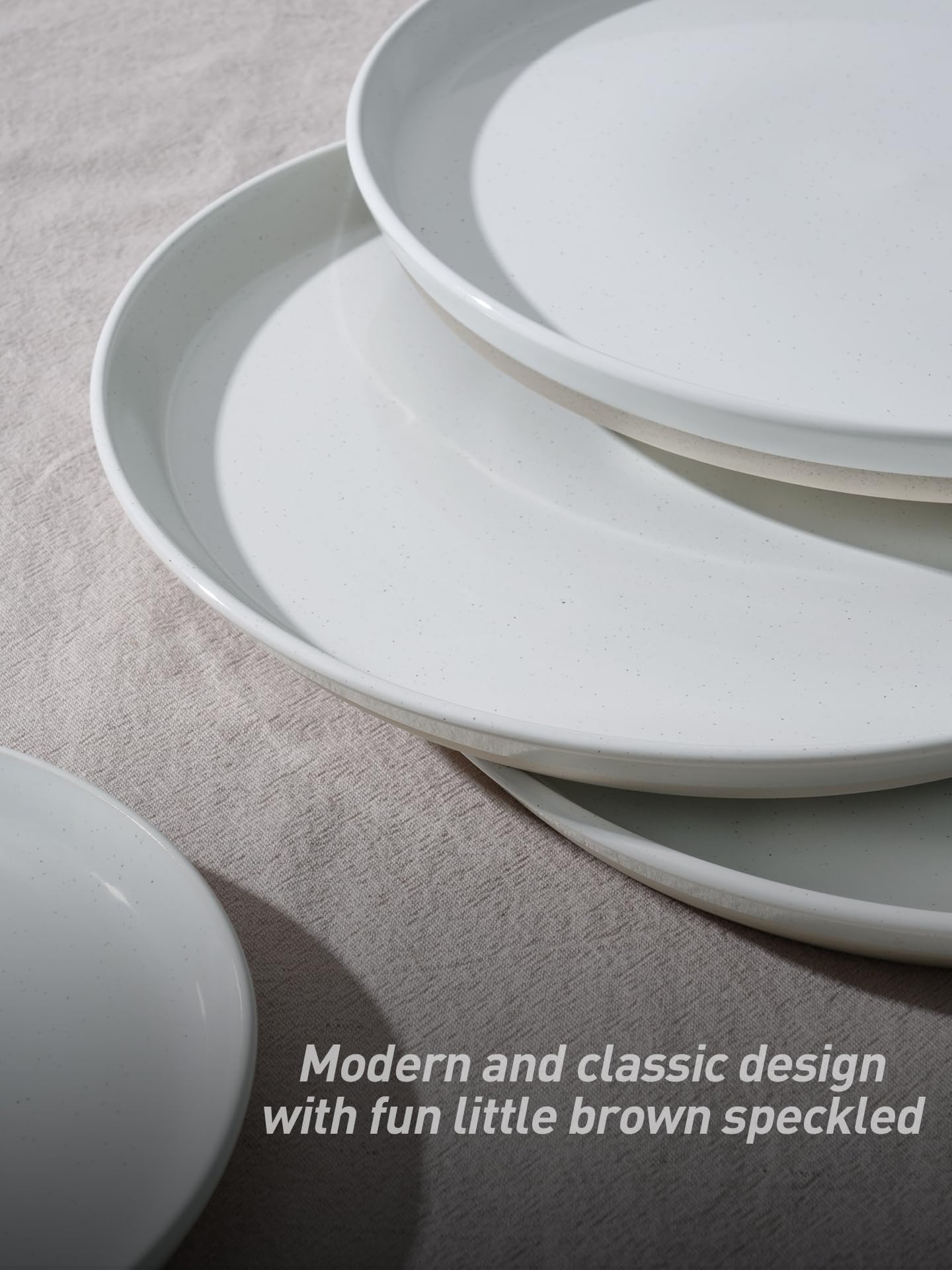 Famiware Saturn 12-Piece Dinnerware Set for 4 - White Porcelain Plates & Bowls for Everyday Dining, Family Meals, and Entertaining Guests
