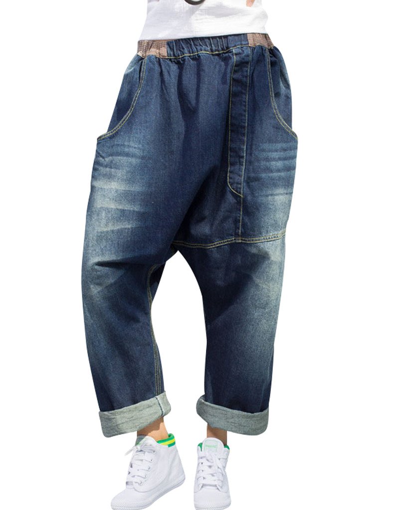 **Yolee Women's High Waist Harem Pants - Loose Fit Big Crotch & Ripped Design for Casual Wear, Yoga, and Lounge Comfort**