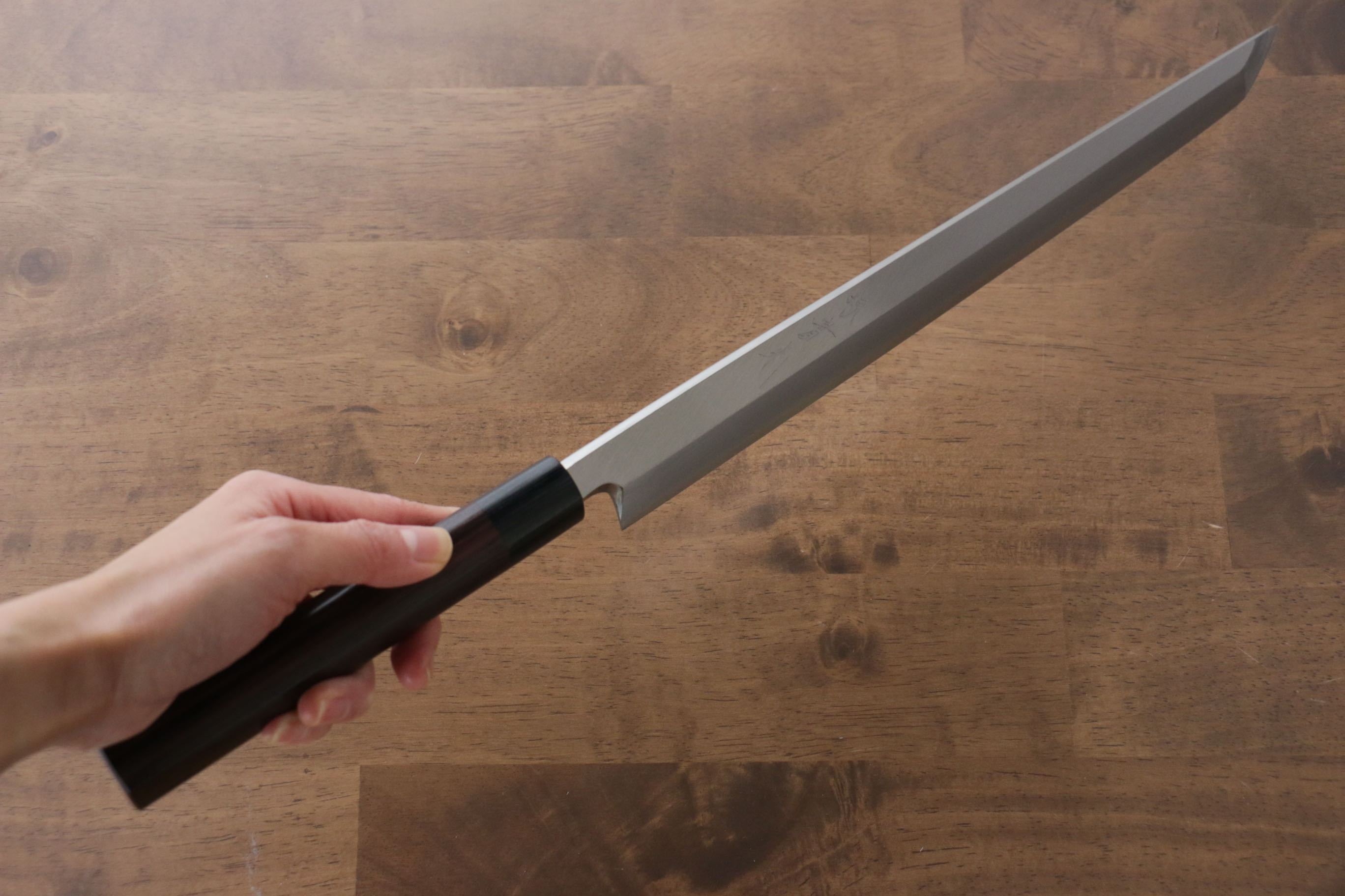 Premium Jikko Silver Steel No.3 Sakimaru Yanagiba 330mm - Japanese Sushi Knife with Ebony Handle - Perfect for Sushi Chefs & Professional Kitchen Use