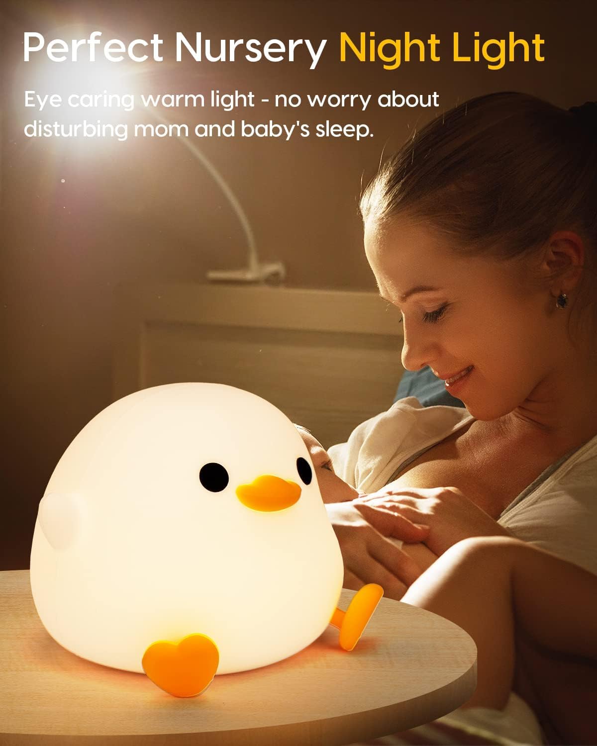 Duck Night Light - Portable Silicone Dimmable Nursery Lamp with 20-Minute Timer & USB Charging | Touch Control Baby Night Light for Boys & Girls | Perfect Birthday Gift for Kids, Bedroom Decor & Sleep Aid