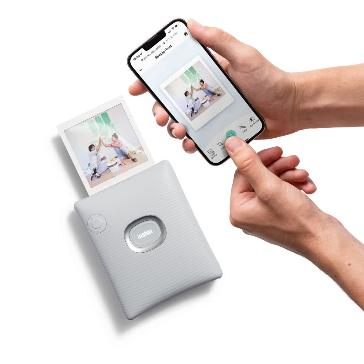 Instax Square Link Smartphone Photo Printer - Wireless Bluetooth Instant Printer for iPhone & Android (Ash White) | Print Memories from Phone for Scrapbooking, Travel & Gifts