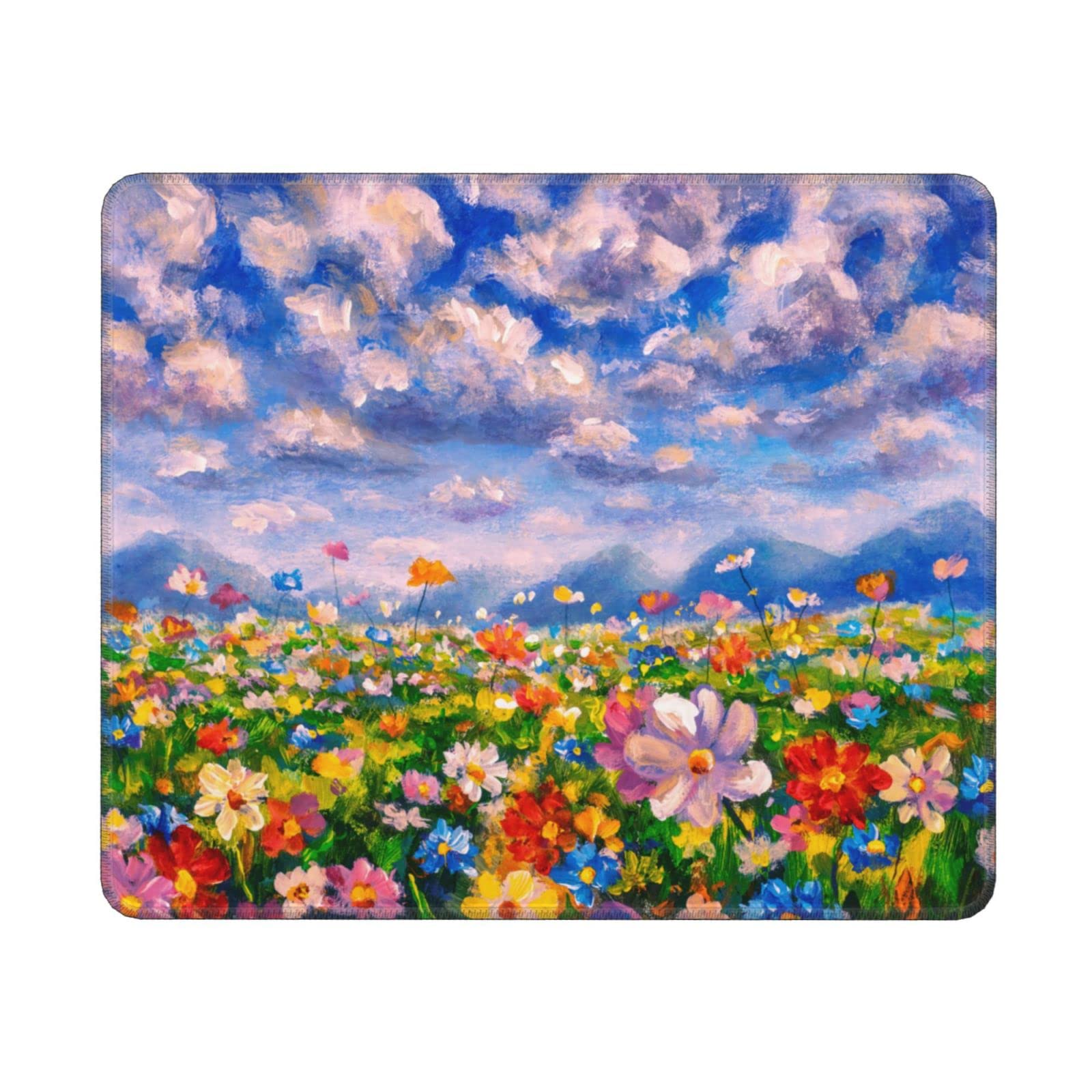 Personalized Flower Meadow Mouse Pad - Non-Slip Rubber Base, Washable Office Desk Mat 10x12 inches - Perfect for Home, Office & Gaming Setups