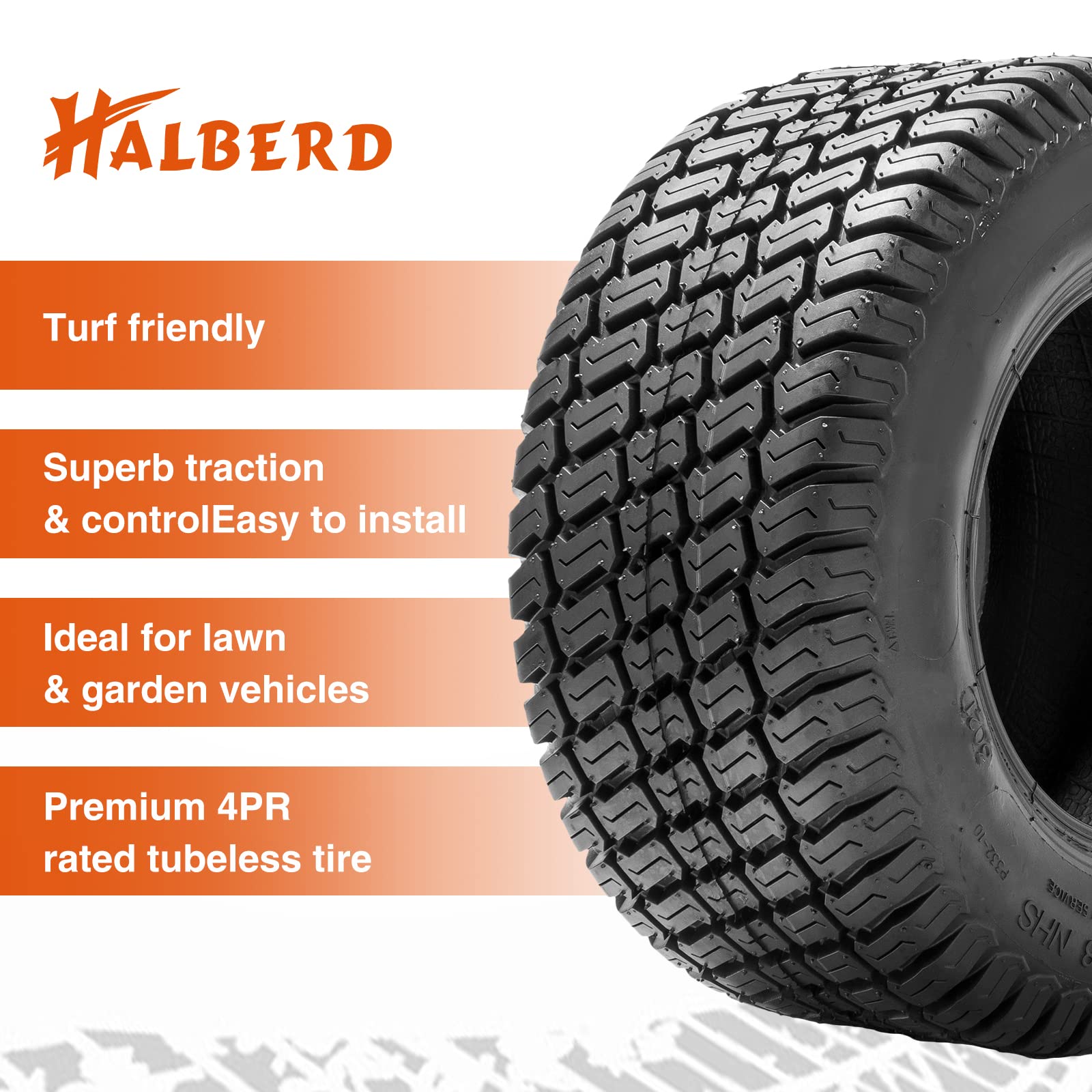 HALBERD 2-Pack 15x6.00-6 Tubeless Lawn Mower Tires 4PR Turf Saver - Heavy Duty Garden Tractor Riding Mower Tires for All-Terrain Performance | Perfect for Lawn Maintenance, Landscaping & Yard Work