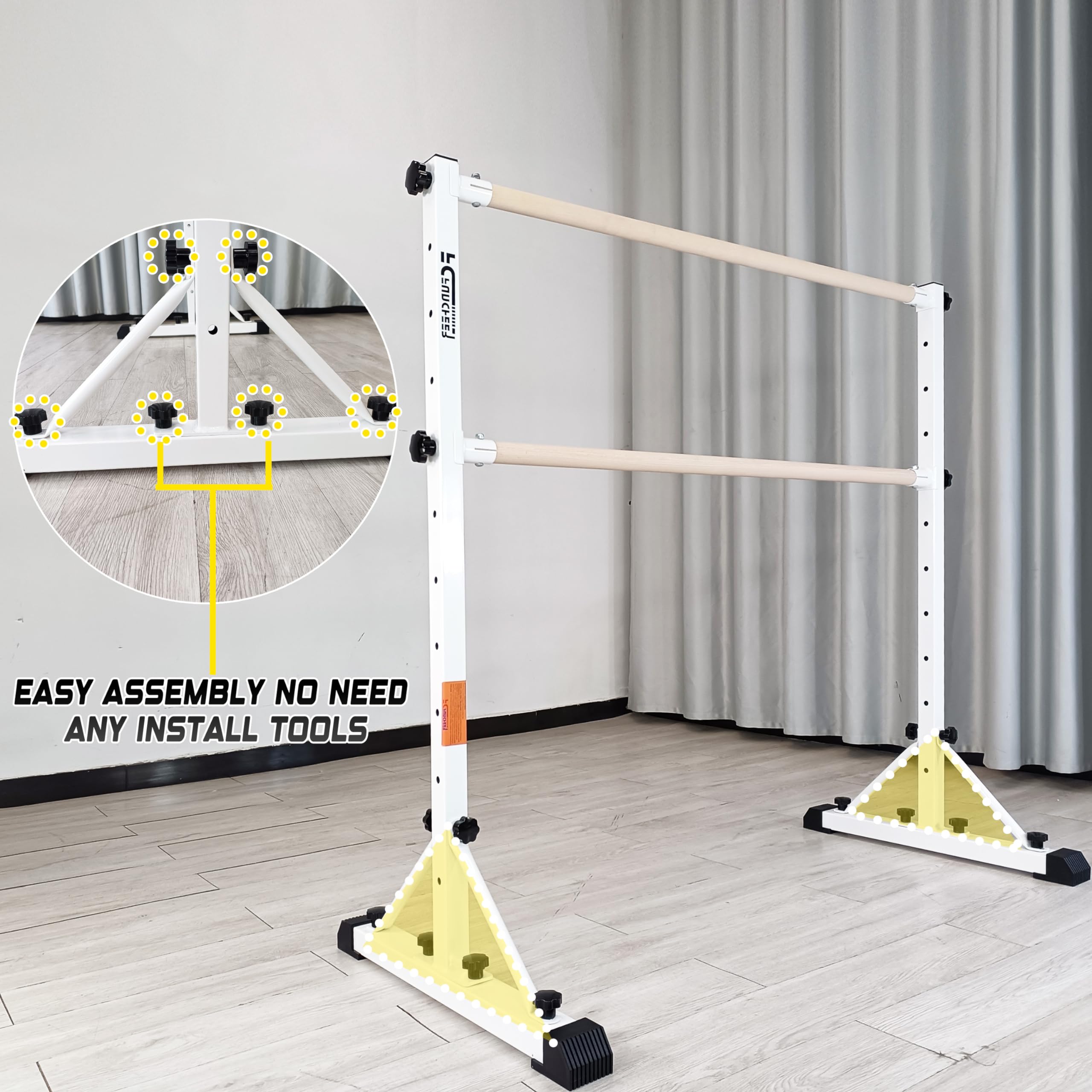 Adjustable Portable Ballet Barre for Dance & Fitness - Sturdy 250 lbs Weight Limit - Perfect for Home, Studio & Balance Training