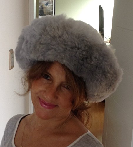 Women's Winter Fur Hat - Baby Alpaca Wide Brim Mongolian Style Russian Hat with Satin Lining (X-Large, Grey) | Cozy & Elegant for Cold Weather, Outdoor Activities, Fashion Accessory