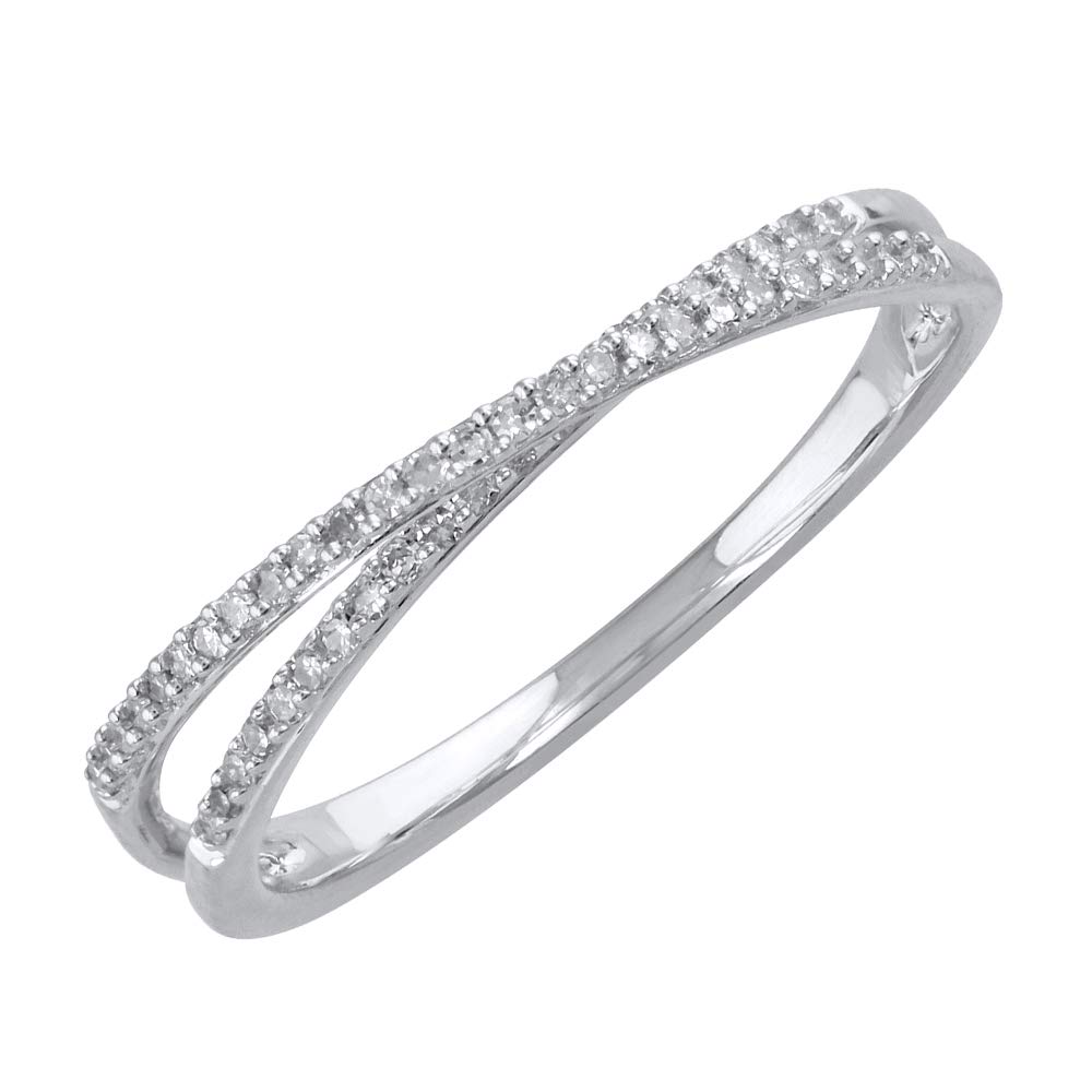 10K Gold Diamond Bypass Wedding Band Ring - 0.14 Carat Dainty Bridal Ring - Perfect for Engagement, Anniversary & Valentine's Day Gifts