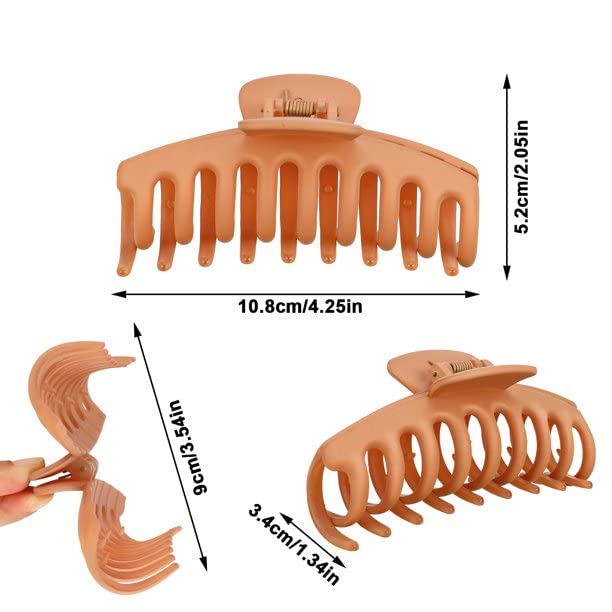 ALIBA COLLECTION Non-Slip Matte Hair Claw Clips for Women - 4.3 Inch Large Strong Hold Hair Clips for Thick & Thin Hair (6 Pack Multicolor) - Perfect for Updos, Ponytails & Everyday Hairstyles