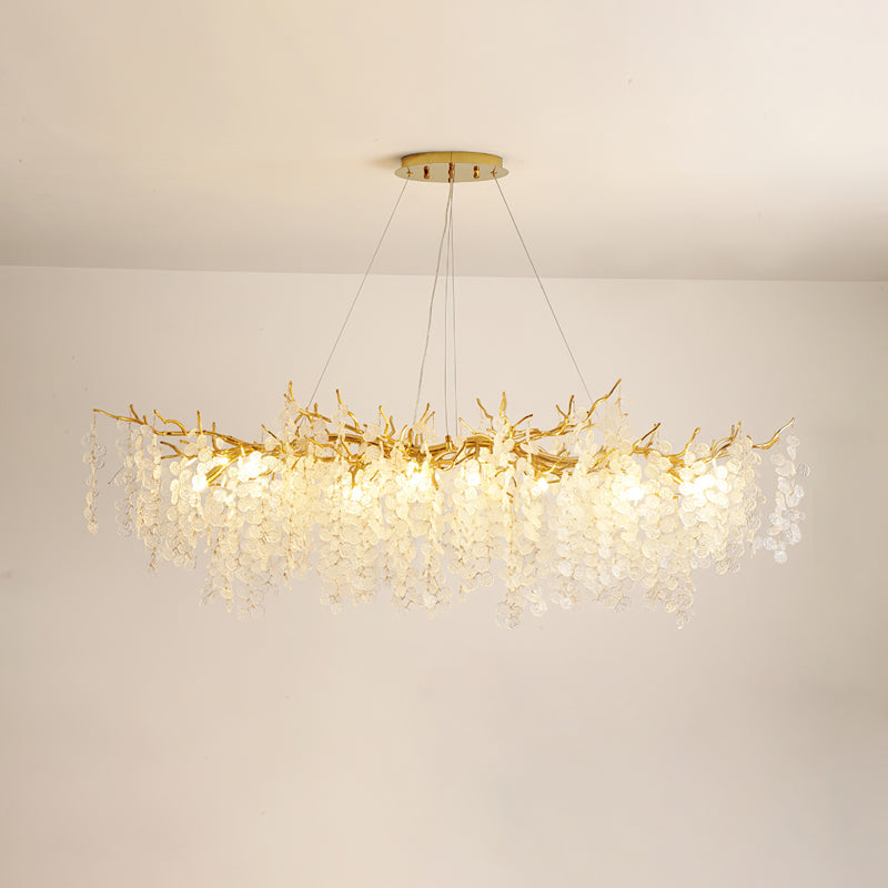 Shiro Noda Elegant Glass Chandeliers - Modern Crystal Ceiling Light Fixtures for Dining Room, Living Room & Bedroom Lighting Decor