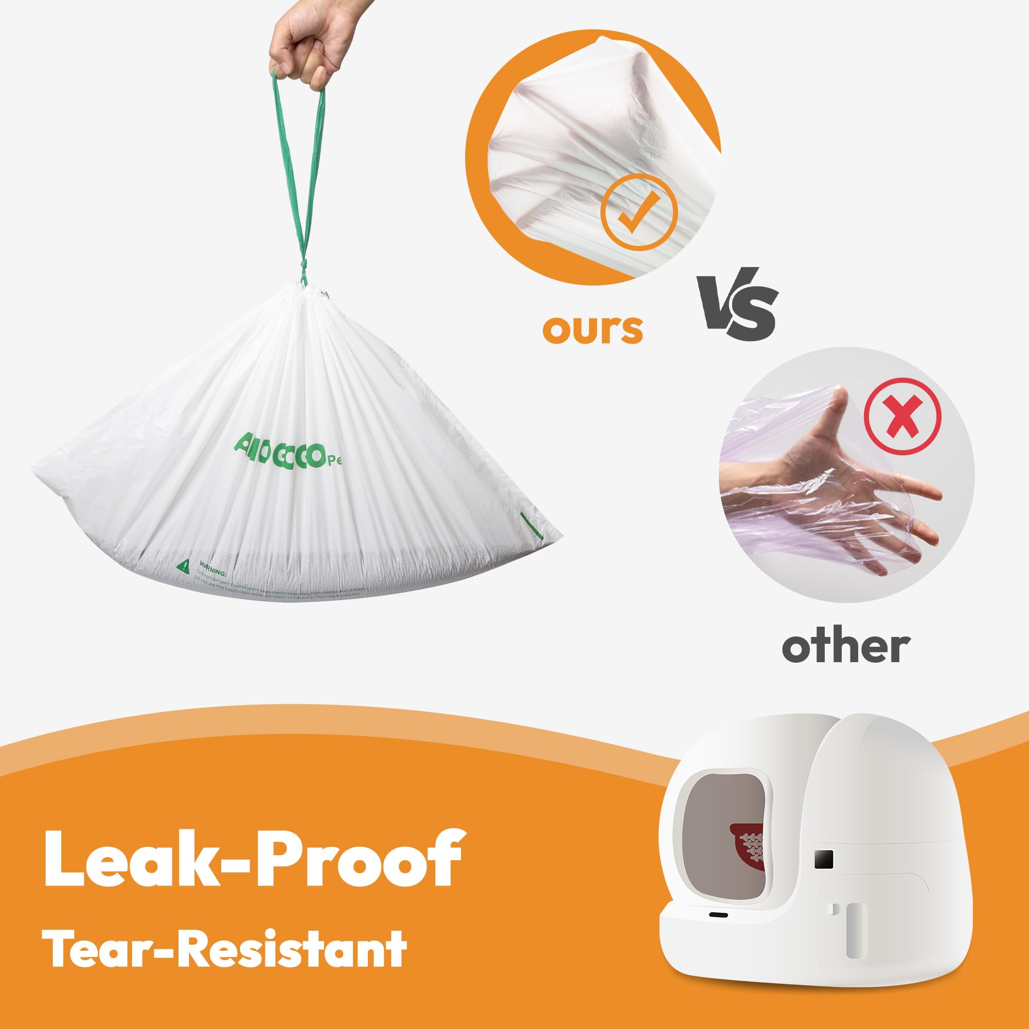 50 Pack Self-Cleaning Cat Litter Box Liners - Leak-Proof Drawstring Waste Bags for Petkit Pura Max & X | Replacement Trash Bags for Automatic Litter Boxes | Perfect for Odor Control & Easy Cleanup