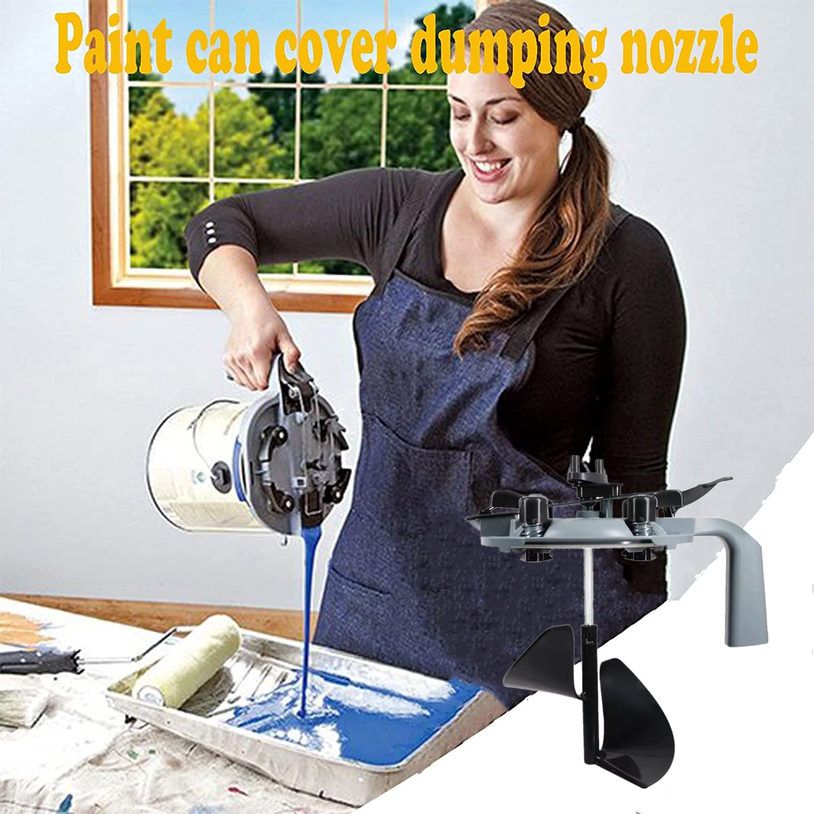 **Gallon Size Paint Mixer Lid with Dumping Nozzle - Drip-Free Paint Dispenser & Stirrer for Easy Mixing & Storage - Perfect for DIY Home Painting & Professional Use**