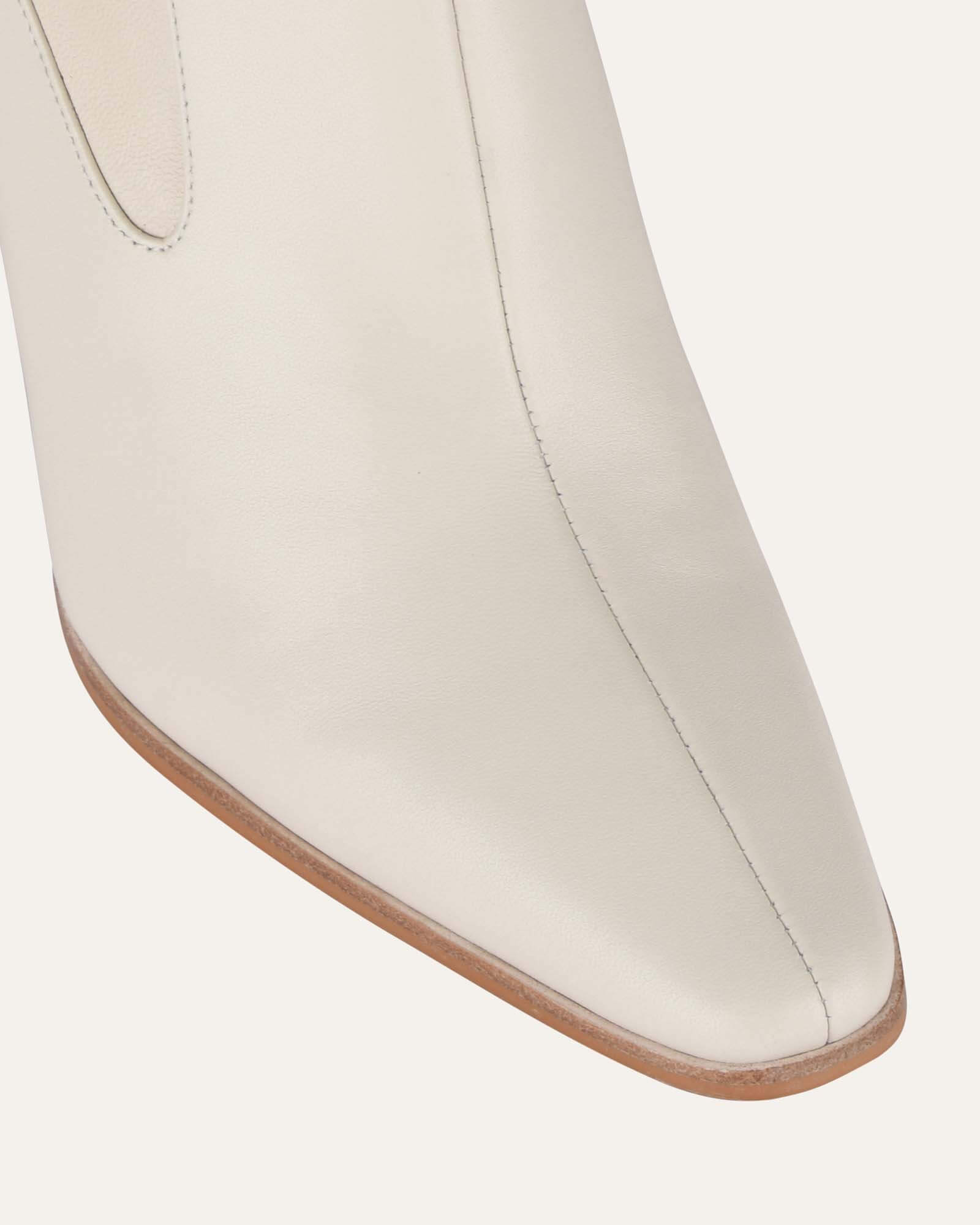 June High Ankle Boots - Off-White Genuine Leather Women's Shoes for Casual Wear & Fall Fashion