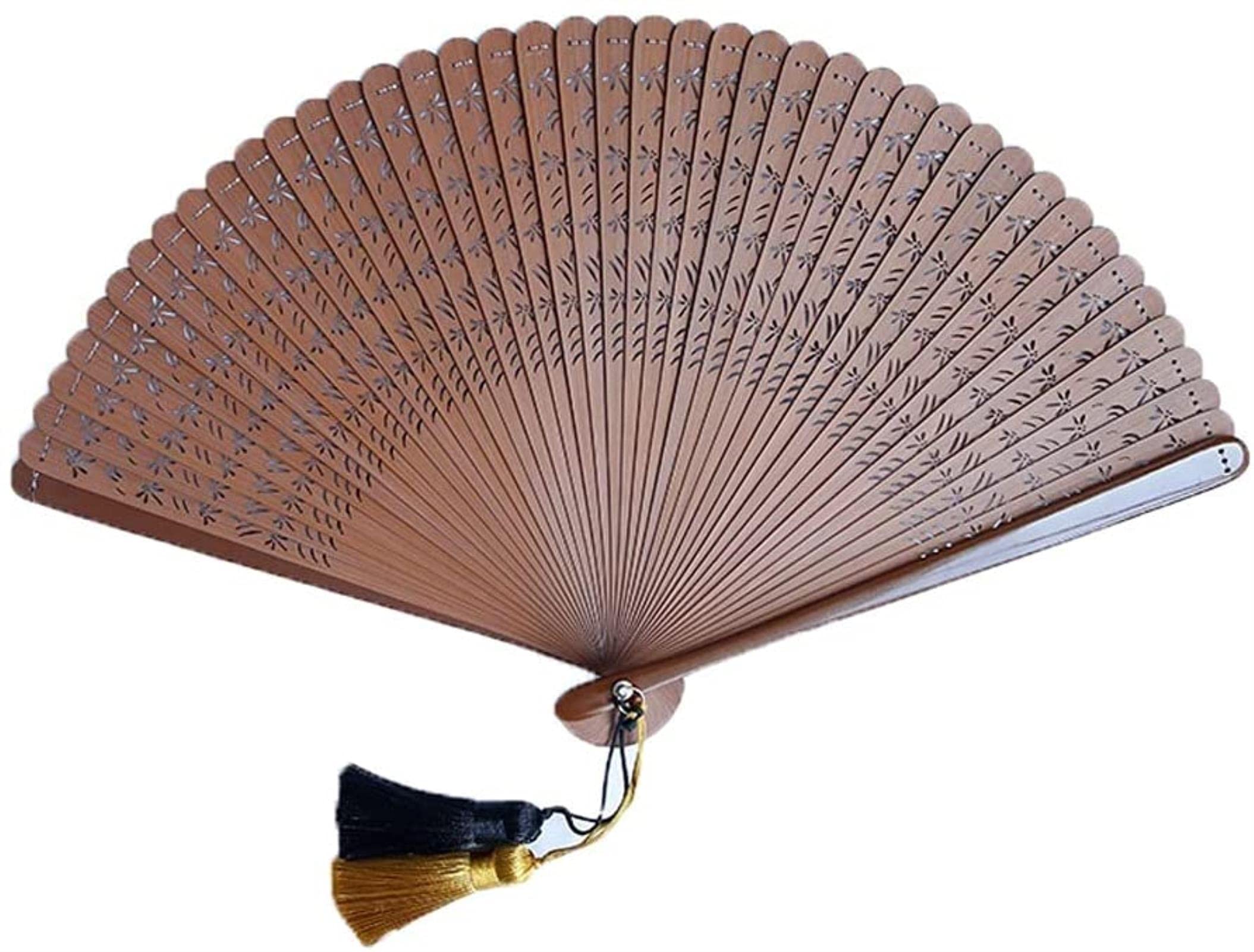 TCXSSL Handheld Folding Fan - Vintage Chinese Style Bamboo Fan with Fabric Sleeve Protection | Portable Mini Decorative Fan for Women | Perfect Gift for Weddings, Cosplay, Home Decor & Summer Cooling