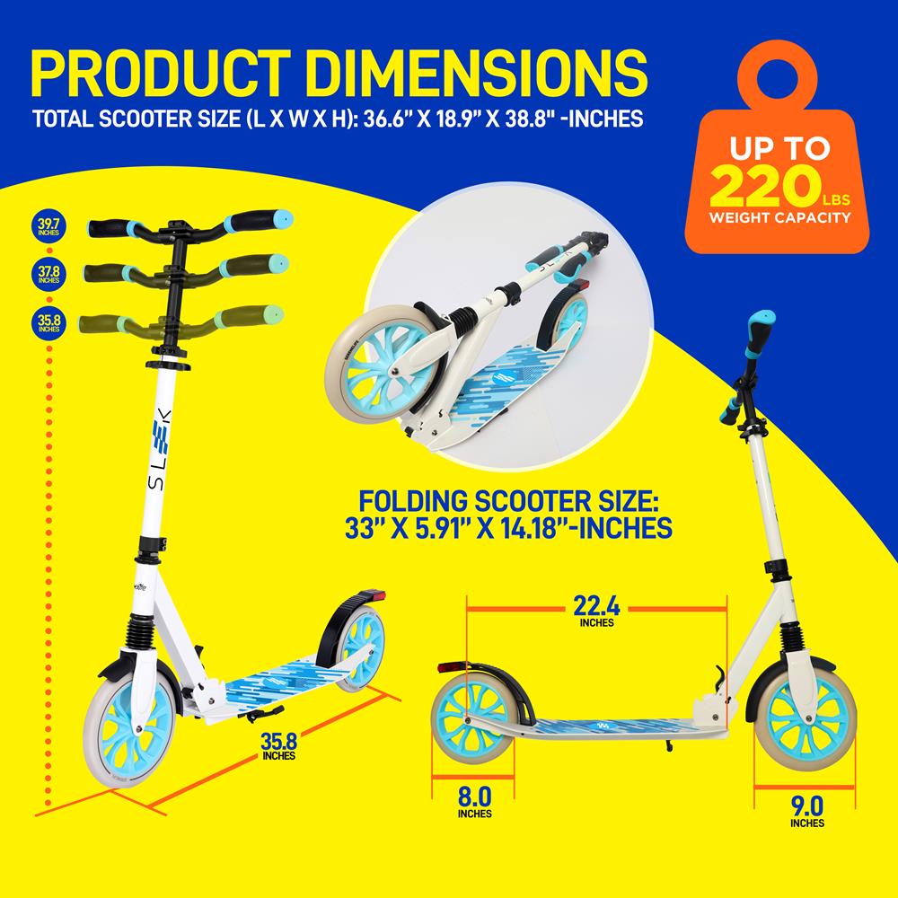 Foldable Kick Scooter for Adults & Teens - Lightweight Commuter Scooter with Adjustable Handlebar - Perfect for Urban Commuting, Campus Travel & Leisure Riding