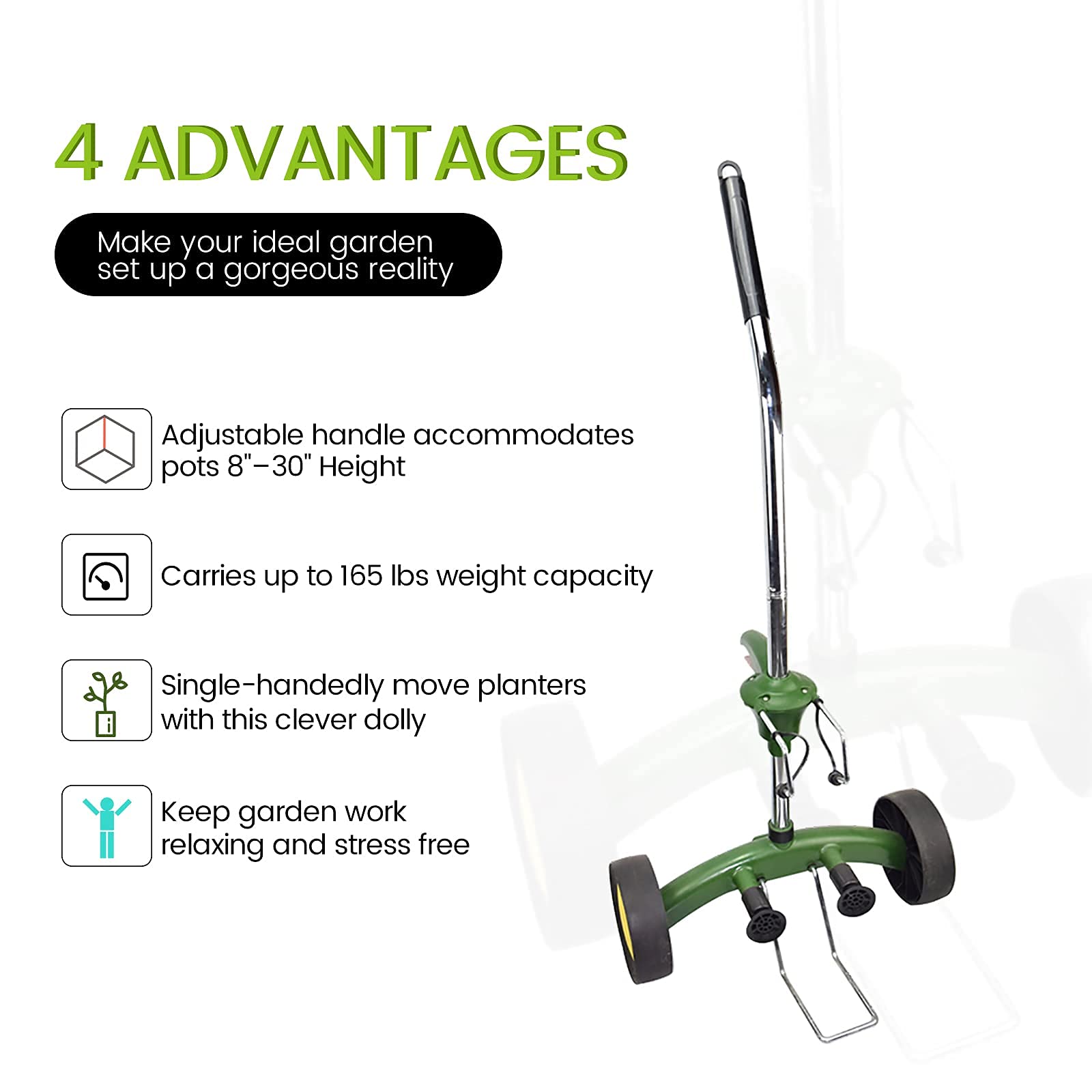 EJWOX Heavy Duty Garden Pot Mover with Wheels & Tumbling Composter - Outdoor Plant Dolly for Moving Large Pots, Gardening Tools for Women & Men - Perfect for Lawn Care, Patio Decor & Backyard Composting