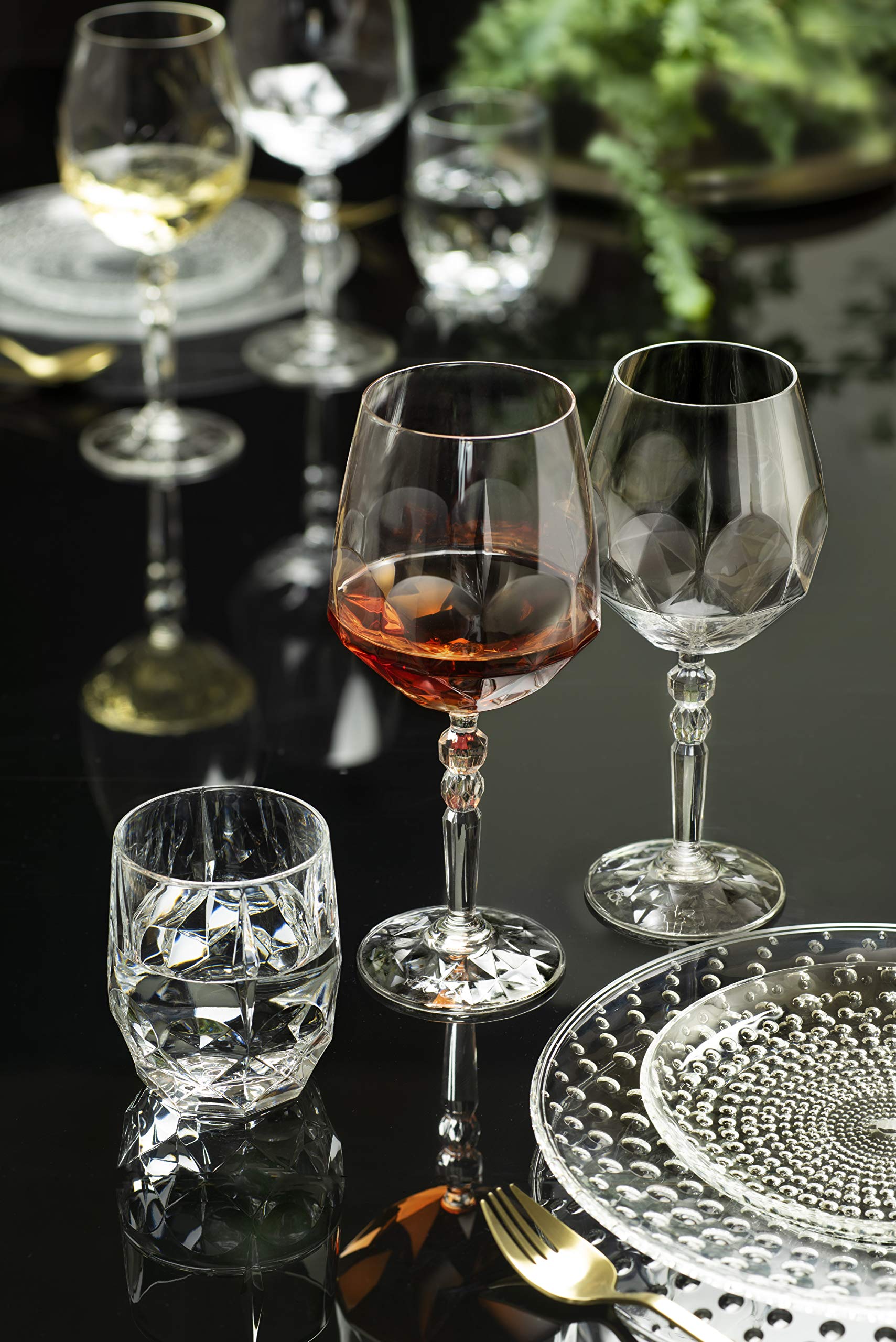 Premium Barksi Goblet Set of 6 - Elegant Red Wine Glasses & Cocktail Cups (24oz) - Crystal-Like Stemware for Wine Tasting, Water Goblets, and Formal Dining - European Crafted Luxury Glassware