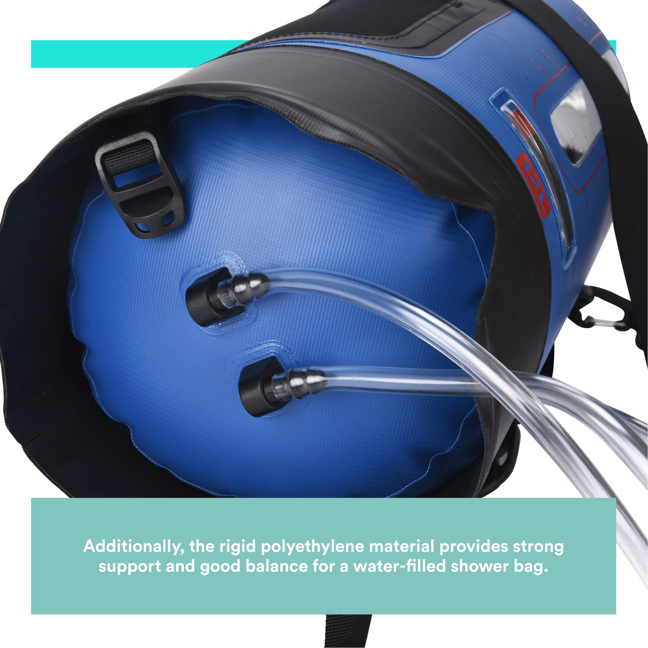 HappyPo Portable Solar Camping Shower Pump - Lightweight Outdoor Shower for Hiking, Backpacking & RV Trips - Perfect for Beach, Camping & Emergency Use