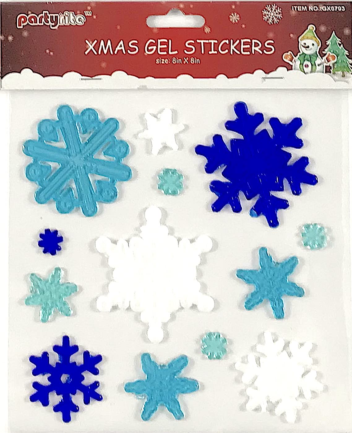 Christmas Gel Cling Stickers for Windows and Mirrors - 6 Sheets of Winter Designs: Santa Biking, Snowmen, Penguins, Snowflakes - Perfect for Home, Office, and Classroom Decor