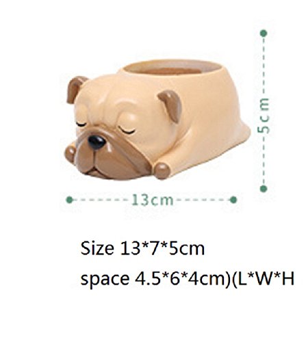 Sleeping Pug Succulent Planter - Cute Animal Flower Pot for Home & Office Desk Decor | Perfect for Succulents, Small Plants & Desk Decorations