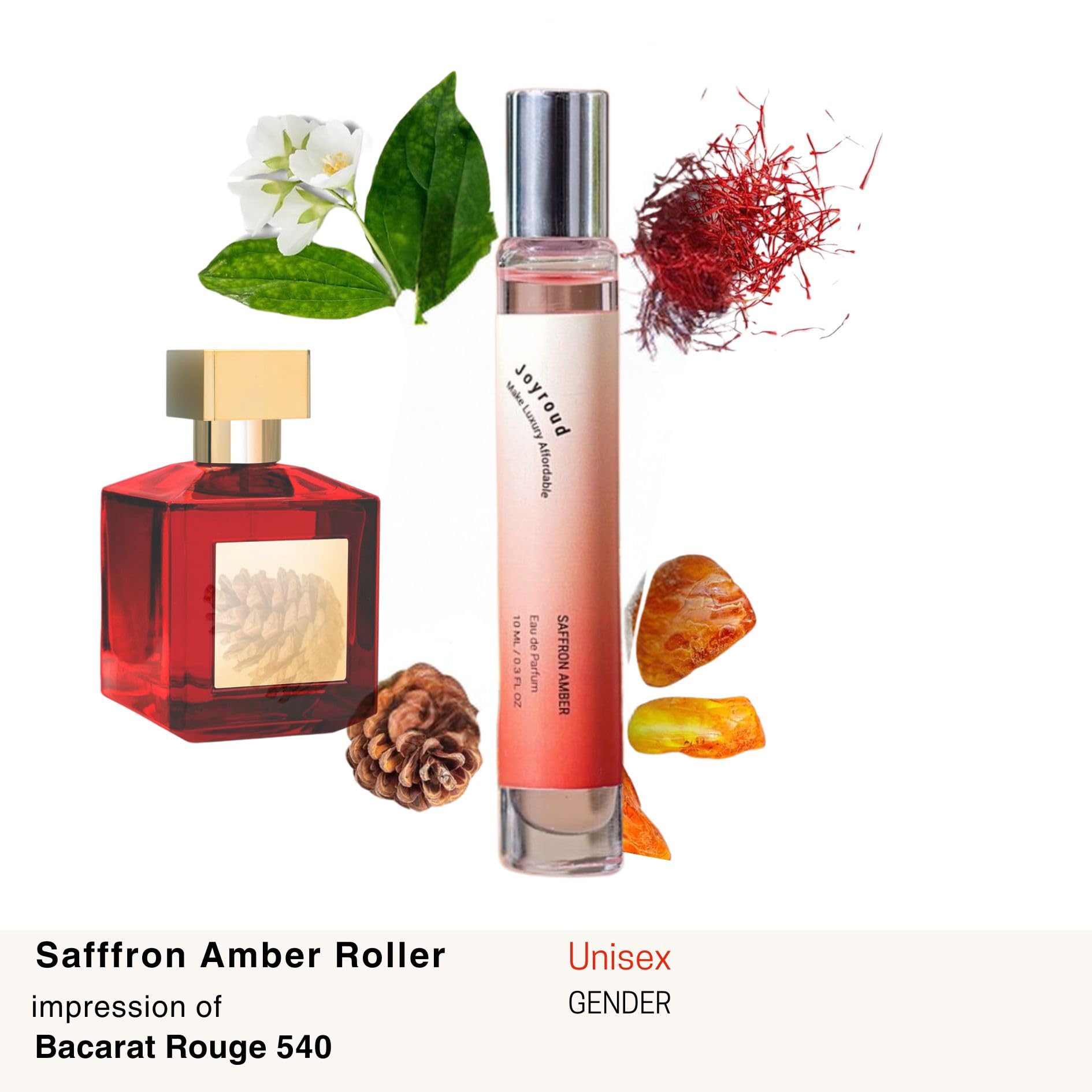 Long Lasting Amber & Saffron Perfume Oil for Women - Travel Size Roll On Eau de Parfum | Perfect for Daily Wear, Date Nights & Office Use