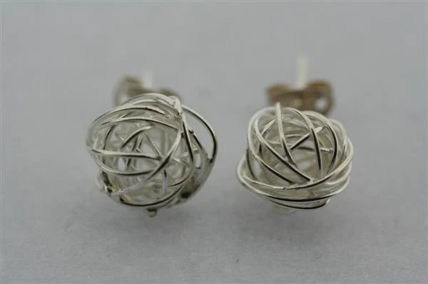 Nest Stud Fine Silver Earrings - Elegant Minimalist Jewelry for Women | Perfect for Everyday Wear, Parties & Gifting