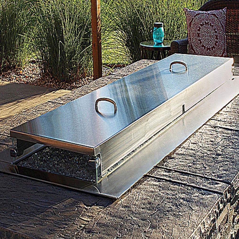 Empire Stainless Steel Fire Pit Cover - Durable Weatherproof Protection for Linear Fire Pits | Outdoor Patio, Backyard, Camping & RV Use
