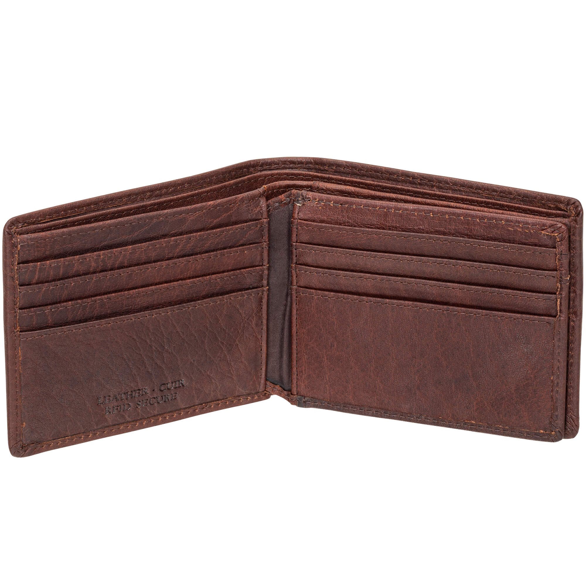 Mancini BUFFALO RFID Blocking Secure Center Wing Wallet with Coin Pocket - Slim Bifold Leather Wallet for Men, Travel & Everyday Use