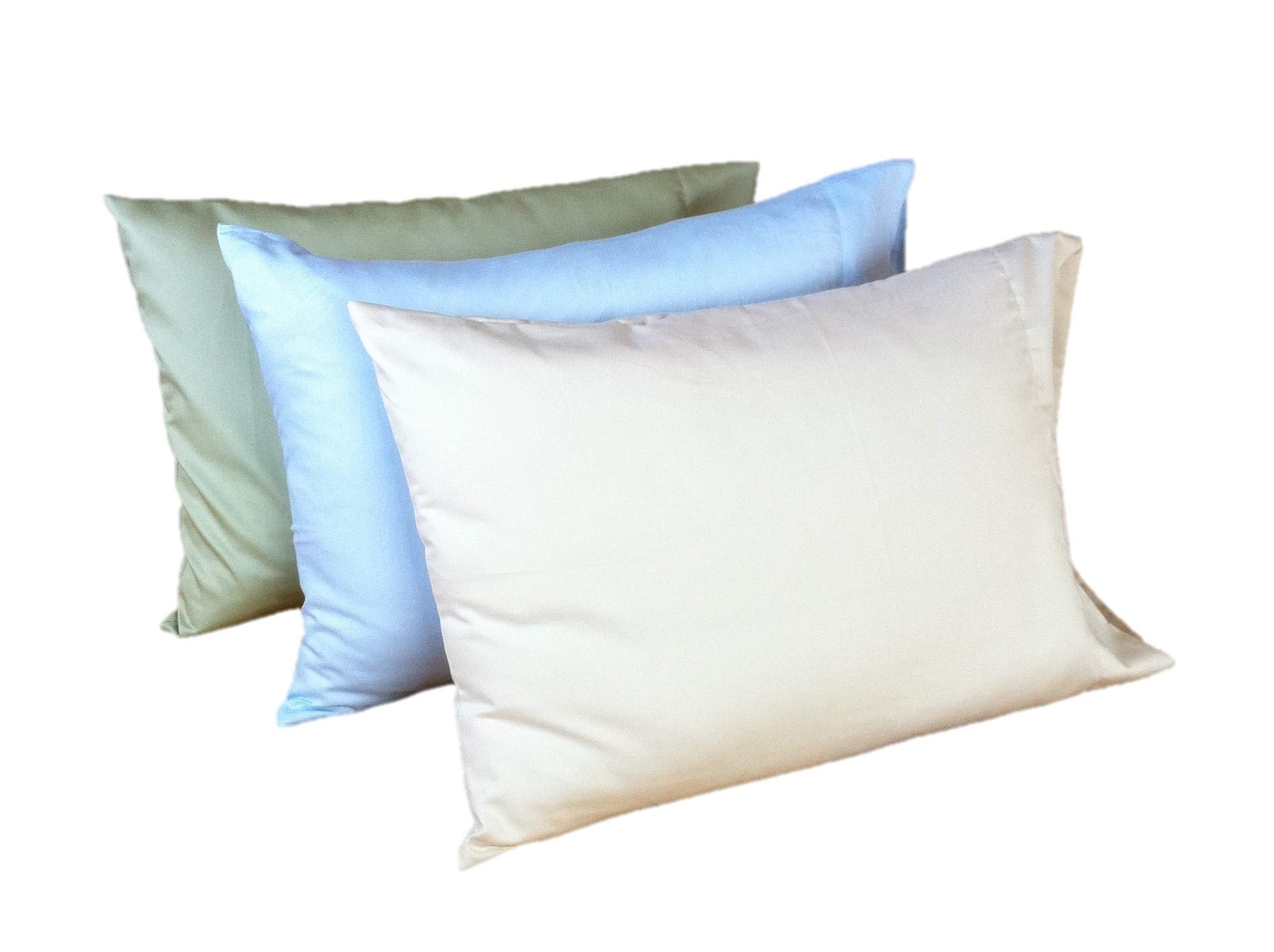 Organic Kapok Sleep Pillow with Zippered Sateen Cover - Hypoallergenic & Breathable for Side, Back & Stomach Sleepers - Perfect for Bedroom, Travel & Neck Pain Relief