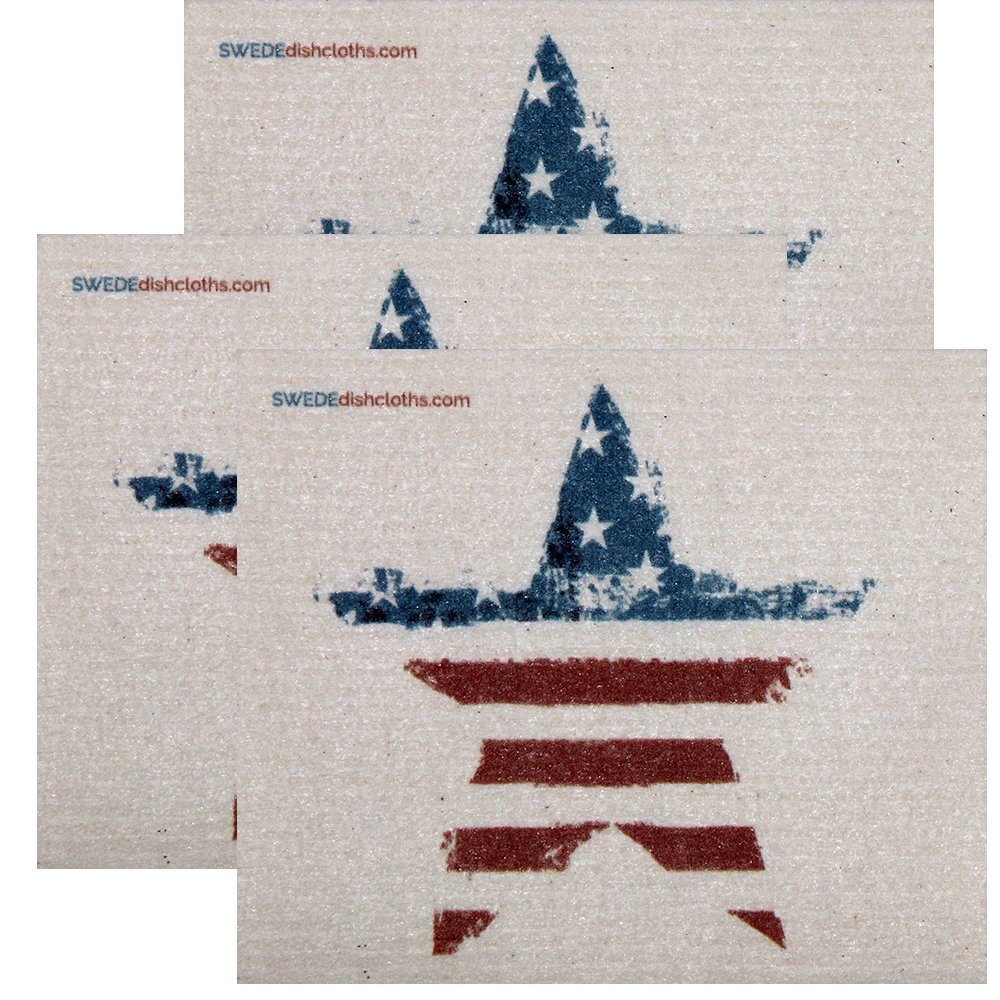 Premium Swedish Dishcloth Set of 3 - American Star Design | Super Absorbent, Eco-Friendly Reusable Cleaning Cloths for Kitchen, Countertops, and Household Cleaning