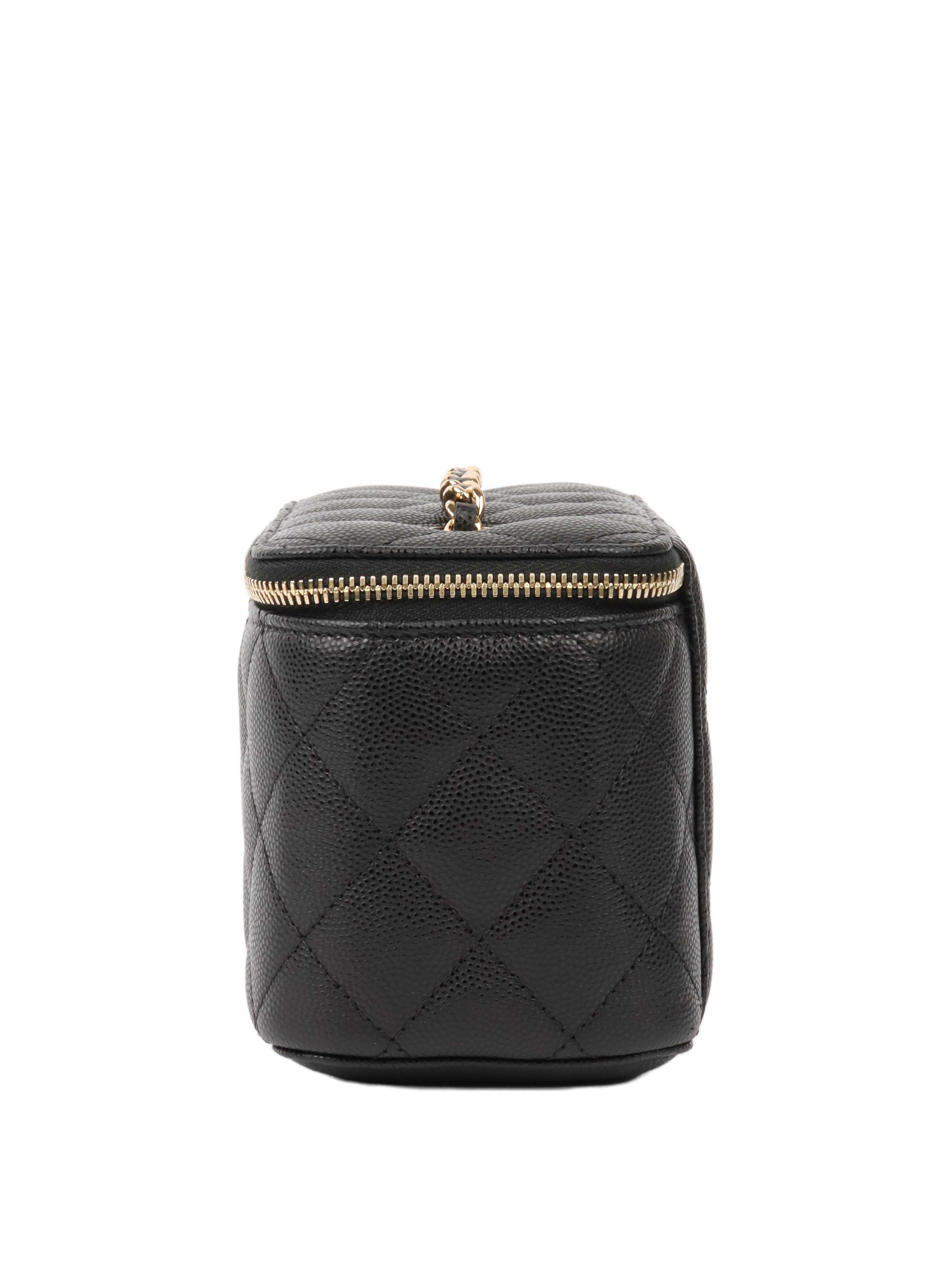 Chanel Black Caviar Leather Vanity Case - Luxury Small Handbag for Women | Perfect for Evening Events, Parties & Travel