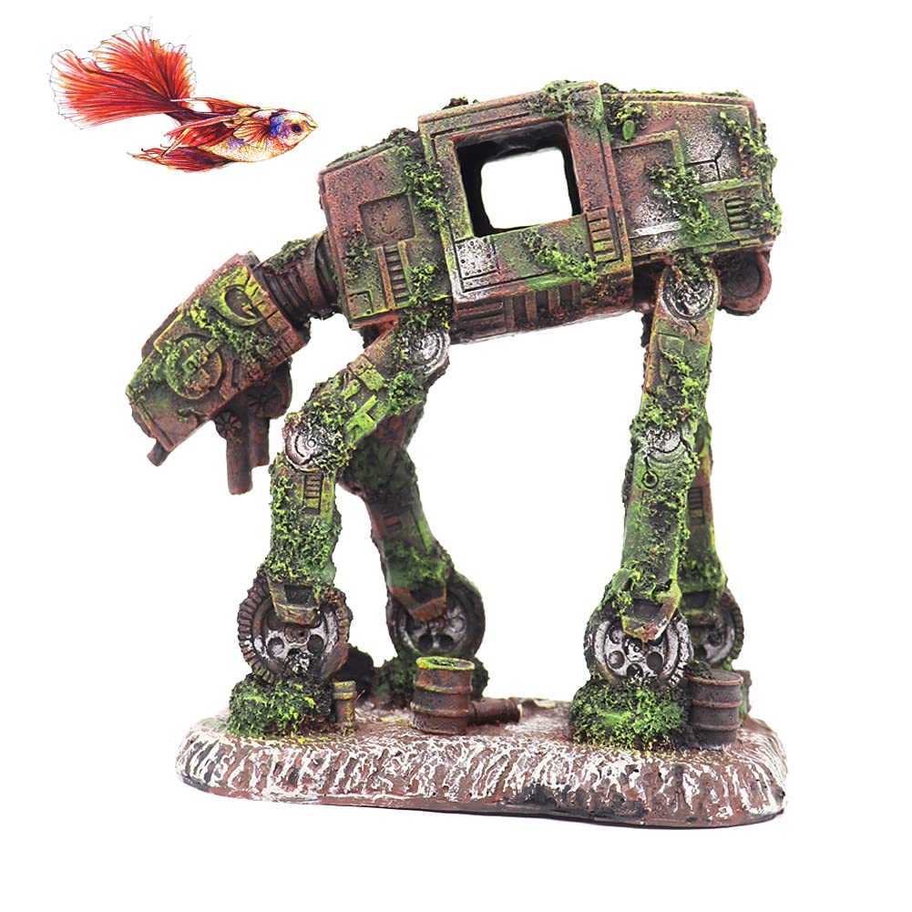 Star Wars Aquarium Decorations - Walking Land Tank Ornament, Alien Fish Robot Decor for Betta & Small Fish Tanks - Perfect for Sci-Fi Themed Aquariums & Desktop Displays