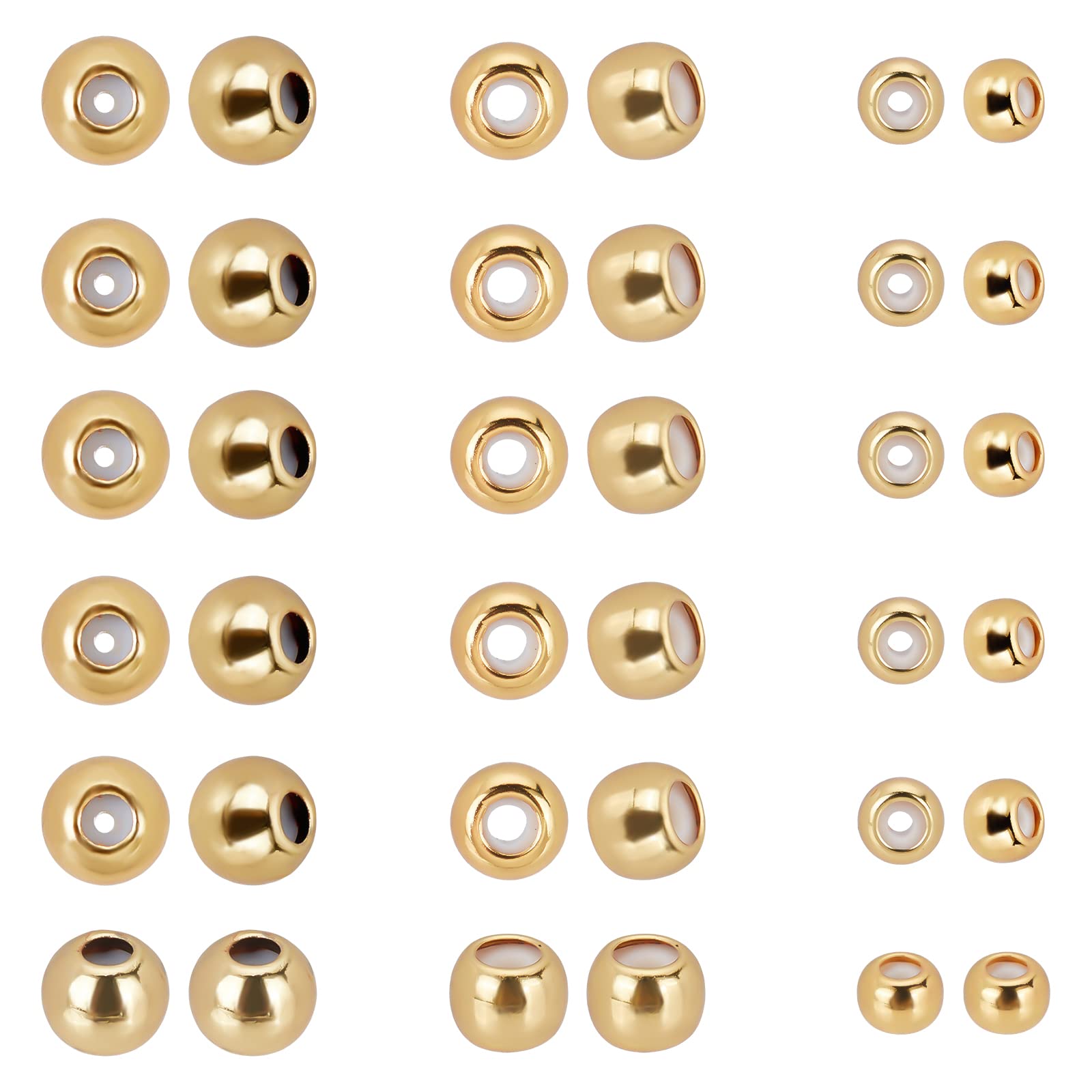 PH PandaHall 18K Gold Stopper Beads - 60pcs Silicone Slider Beads, Brass Rubber Beads, Adjustable Round Positioning Spacer Beads (4/6/7mm) for DIY Jewelry Making - Perfect for Bracelets, Necklaces & Handmade Accessories