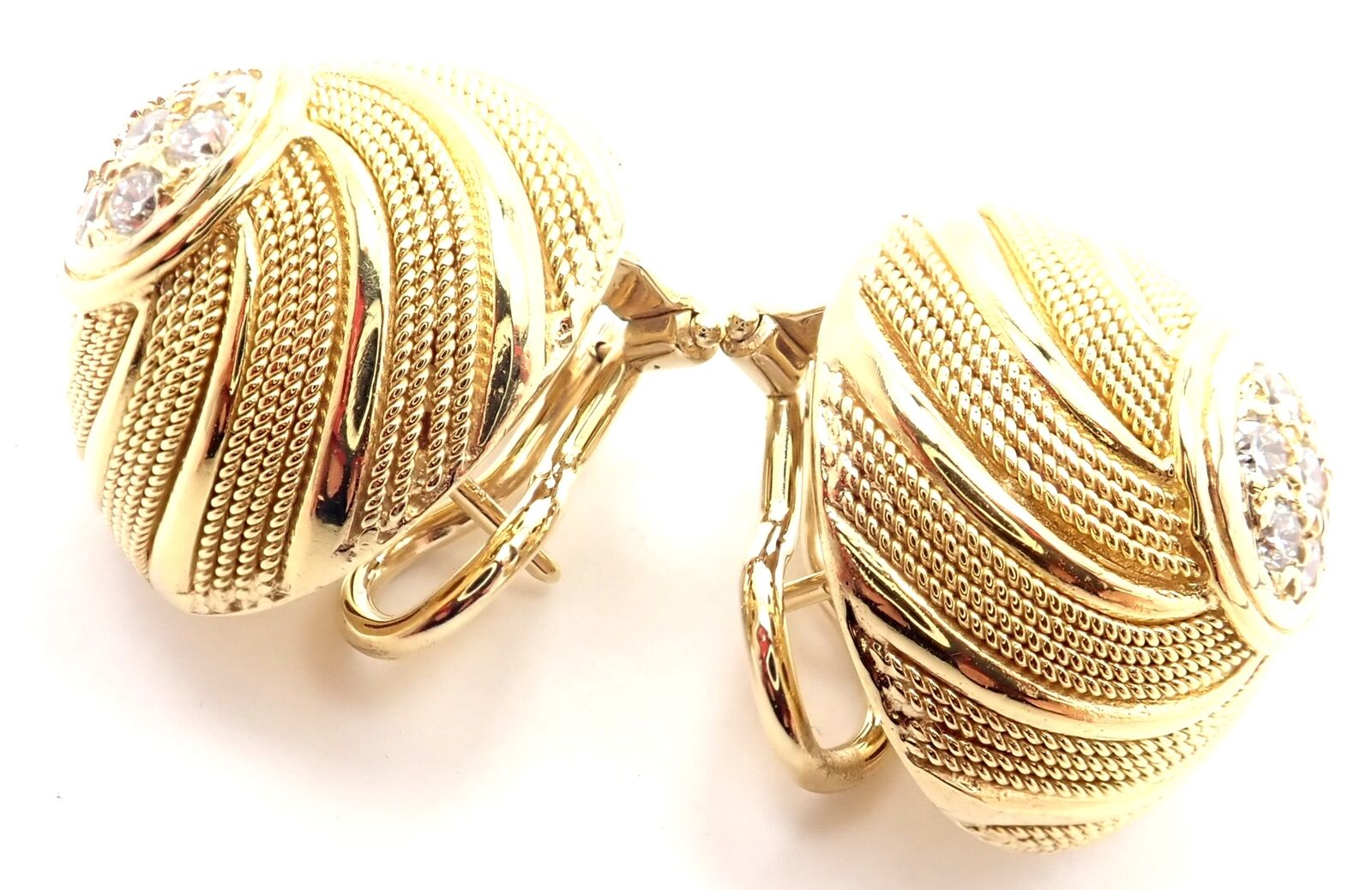 Authentic Tiffany & Co 18k Yellow Gold Diamond Earrings - Luxury Gift for Women, Anniversary & Special Occasions