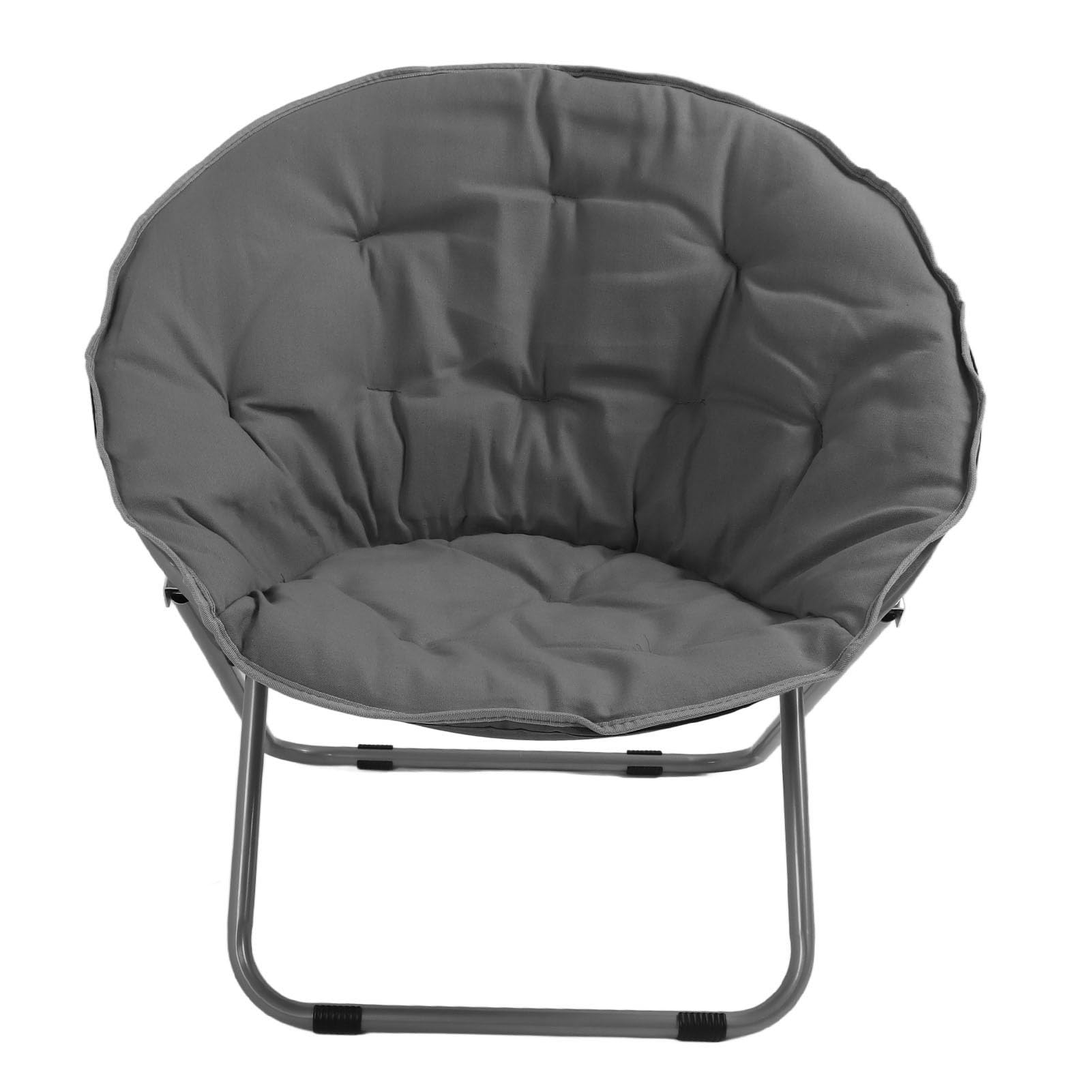 Steel Alloy Folding Chair - Oversized Round Padded Moon Chair with Soft Cushion | Portable & Stable Foldable Chair for Camping, Beach, Picnic, Outdoor Relaxation, Patio Lounging & Backyard Gatherings