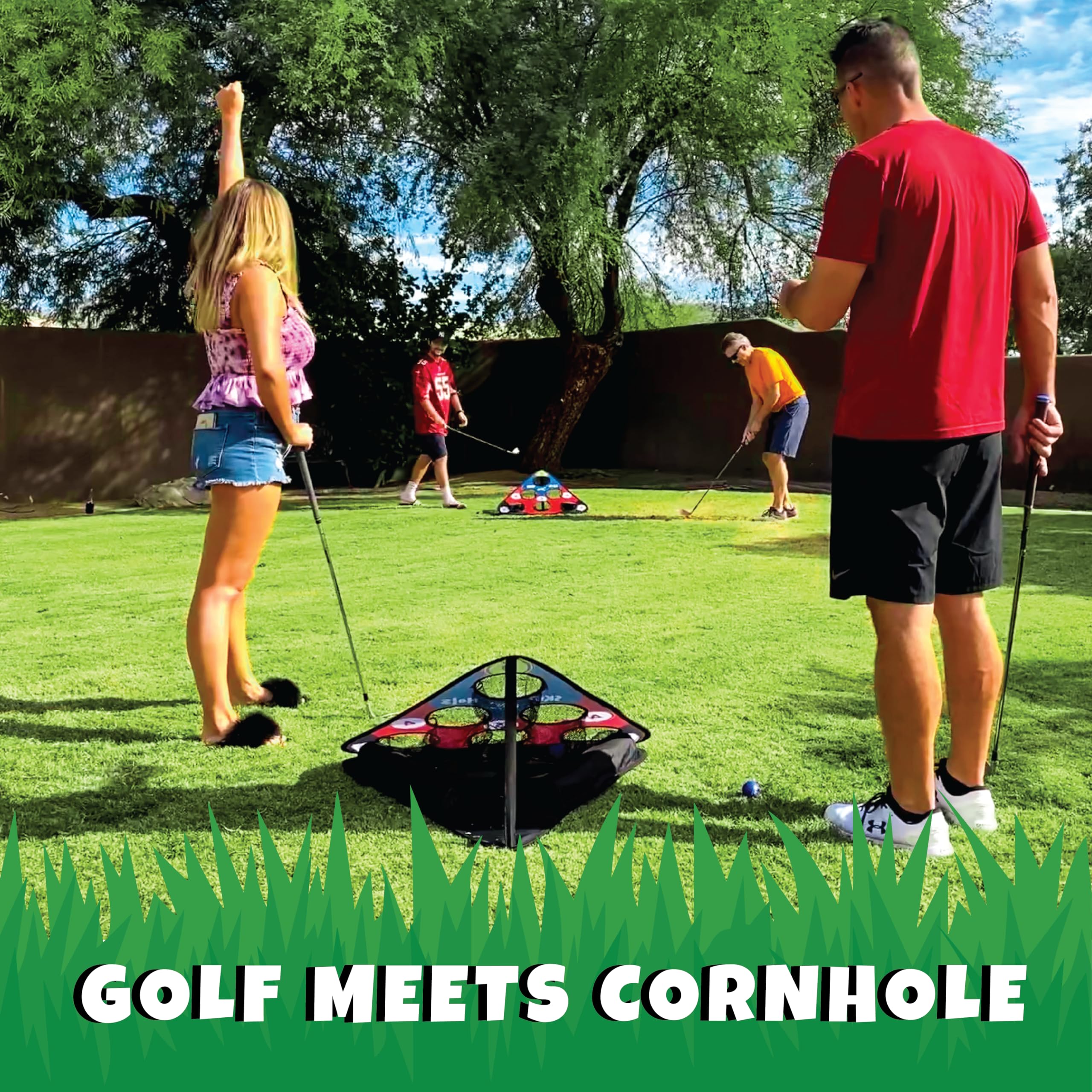 Premium CHIP NN' Hole Golf Game Set - Fun Backyard Cornhole & Chipping Game with Targets, Mats & Foam Balls | Perfect Golf Gift for Men | Outdoor Party Games, Father's Day Gifts, Bachelor Party & Tailgating Activities